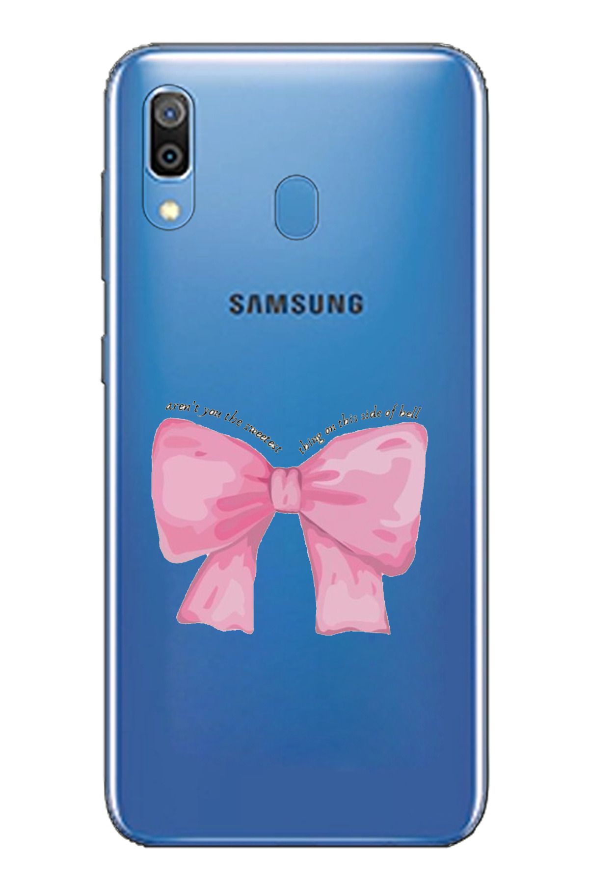 TechTree SAMSUNG Galaxy A20 / A30 Uyumlu Pembe Kurdele Tasarımlı Şeffaf Silikon Kılıf