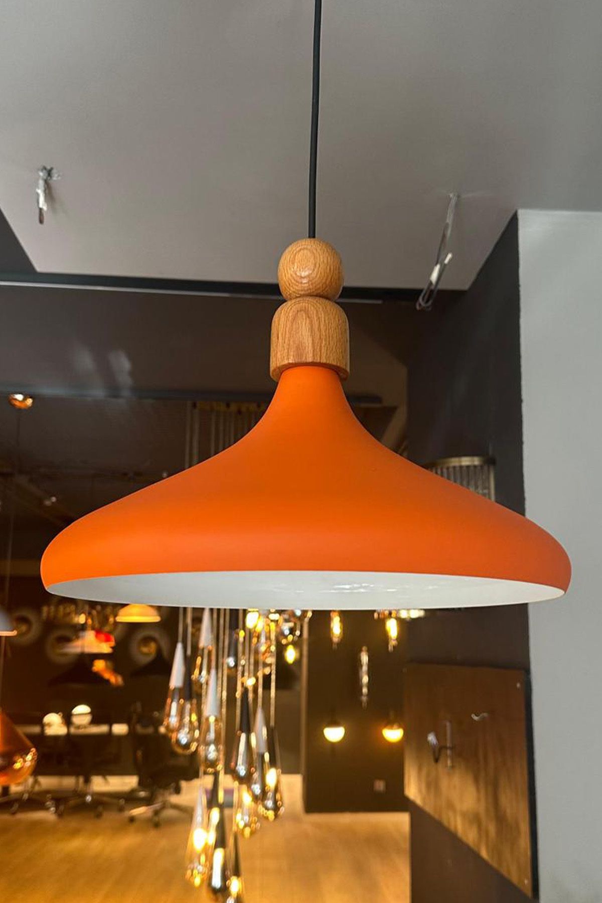 Bamyum-Champion 35 cm Hängelampe Metall E27 Orange 6