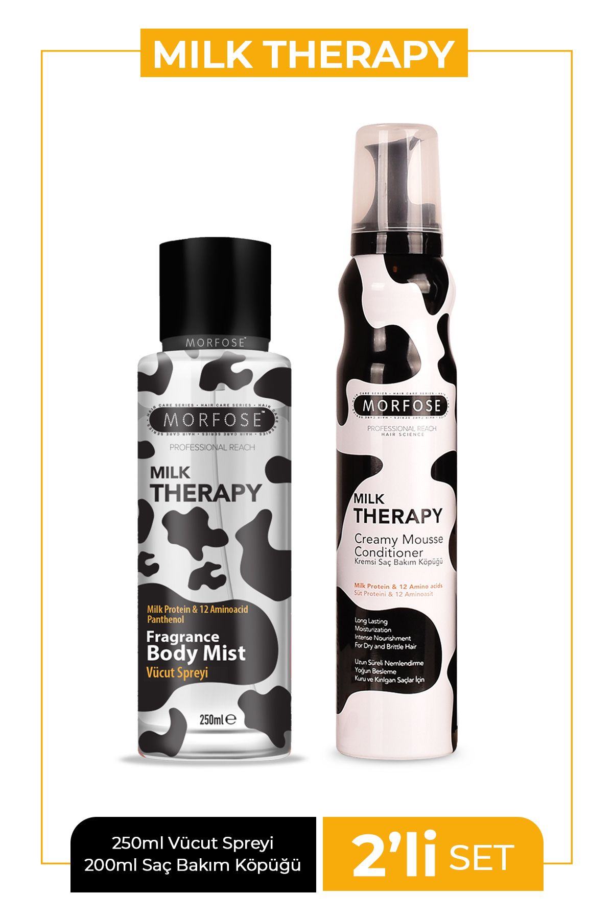 Morfose Milk Therapy Vücut Spreyi 250 ml + Milk Therapy Saç Köpüğü 200 ml