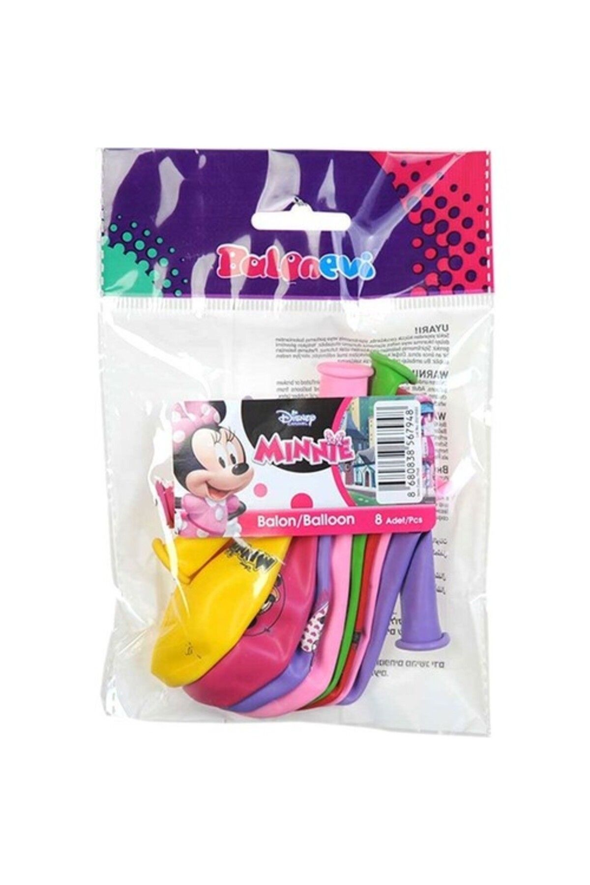 Bafix Balon 12" 4+1 Minnie Happy Helpers Baskılı (8 Li Paket)