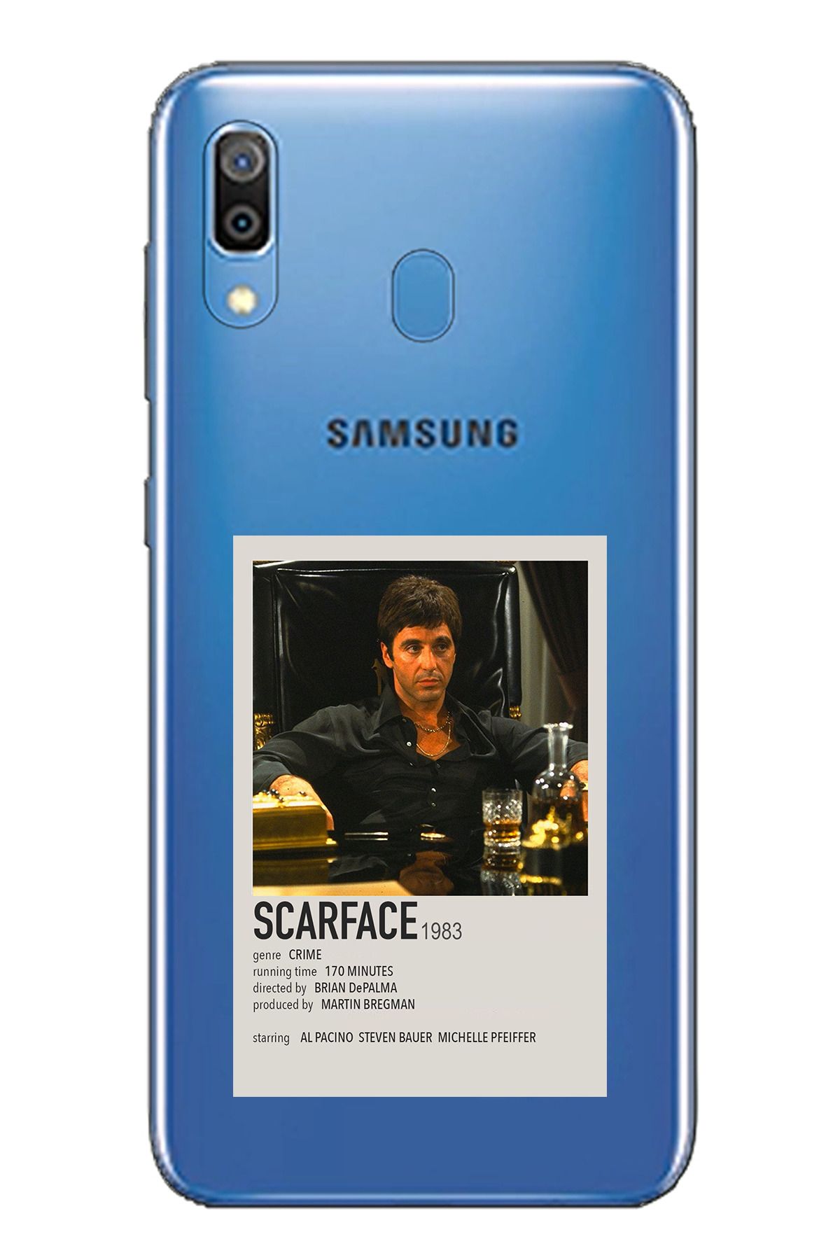 TechTree SAMSUNG Galaxy A20 / A30 Uyumlu Scarface Mini Poster Tasarımlı Şeffaf Silikon Kılıf