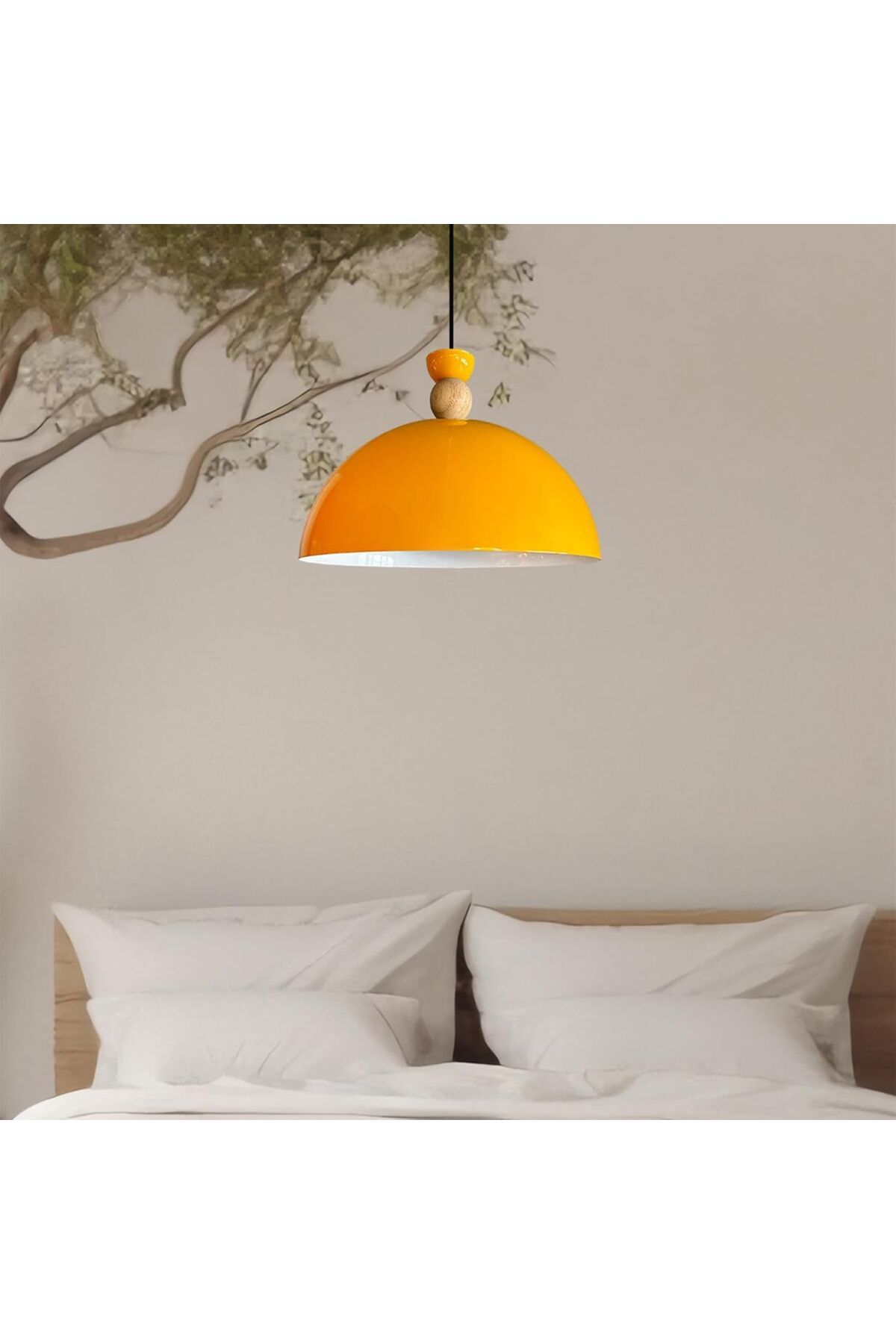 Bamyum-Yimpi Küchenlampe Hängend Vintage Ø30 cm, Hängelampe Küche Gelb 4