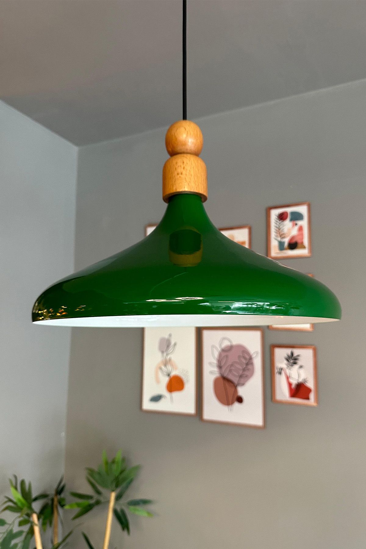 Bamyum-Champion 35 cm Hängelampe Metall E27 Grün 4