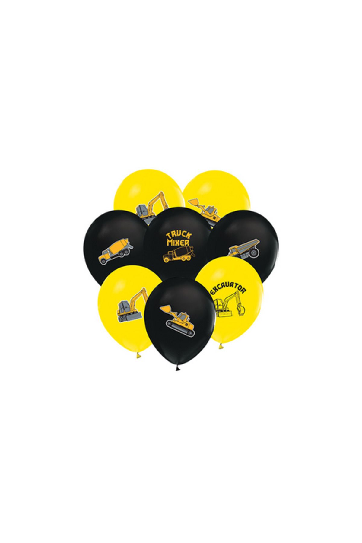 Bafix Balon 12" 4+1 İnşaat Baskılı (8 Li Paket)