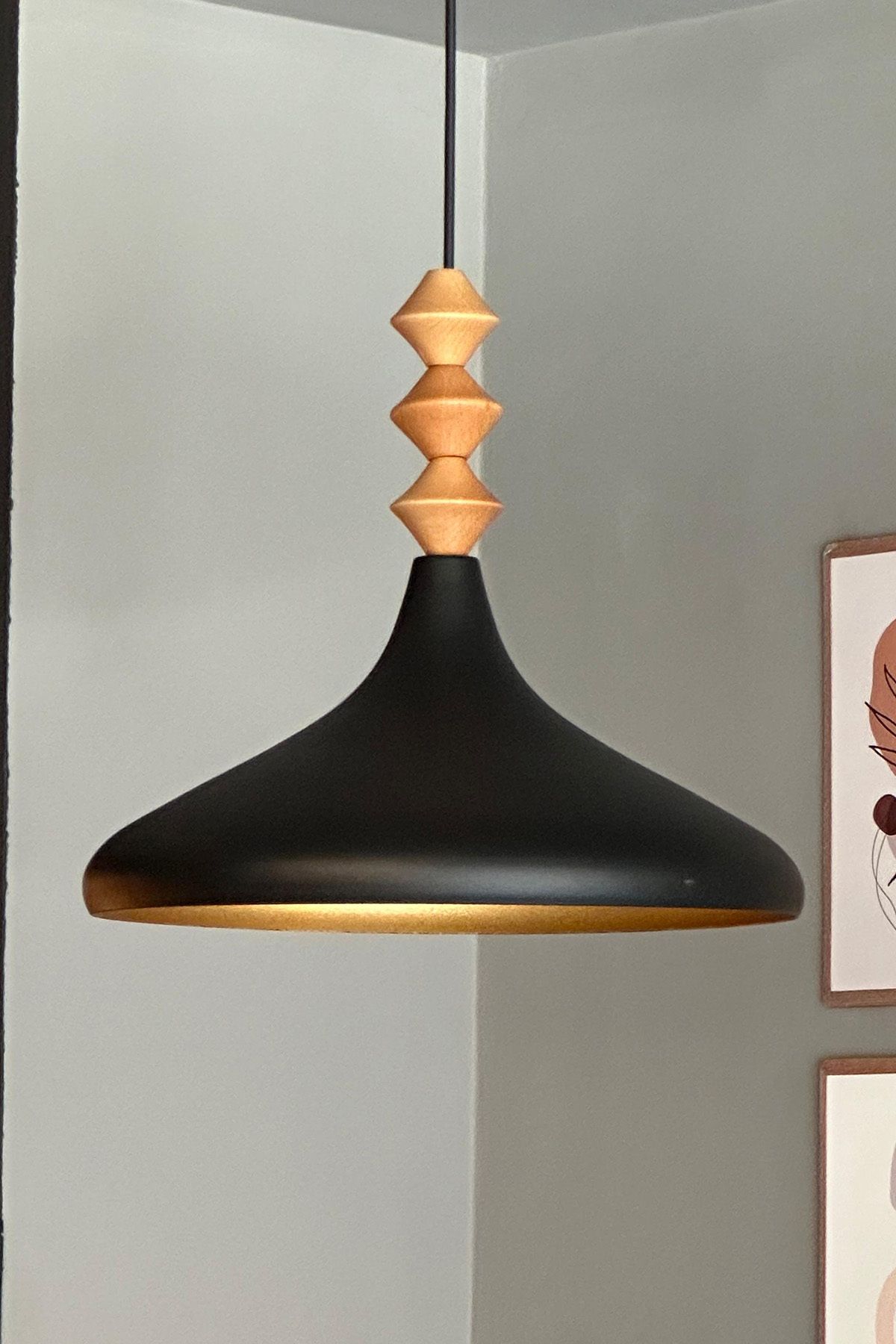 Bamyum-Champion 35 cm Hängelampe Metall E27 Schwarz 2