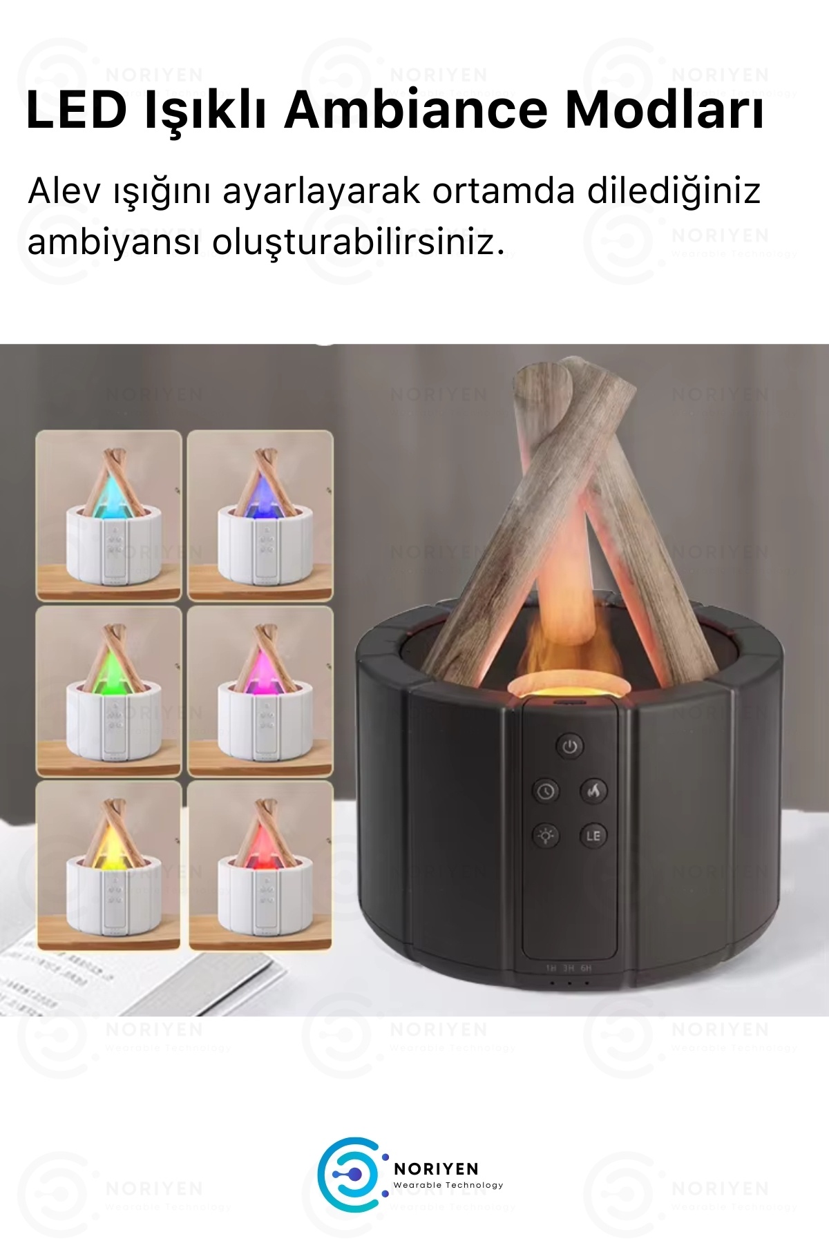 Yeni Nesil Bonfire Şömine Hava Nemlendiricisi 280 ML Renkli Gece Işığı Buhar Makinesi Aroma Difüzör