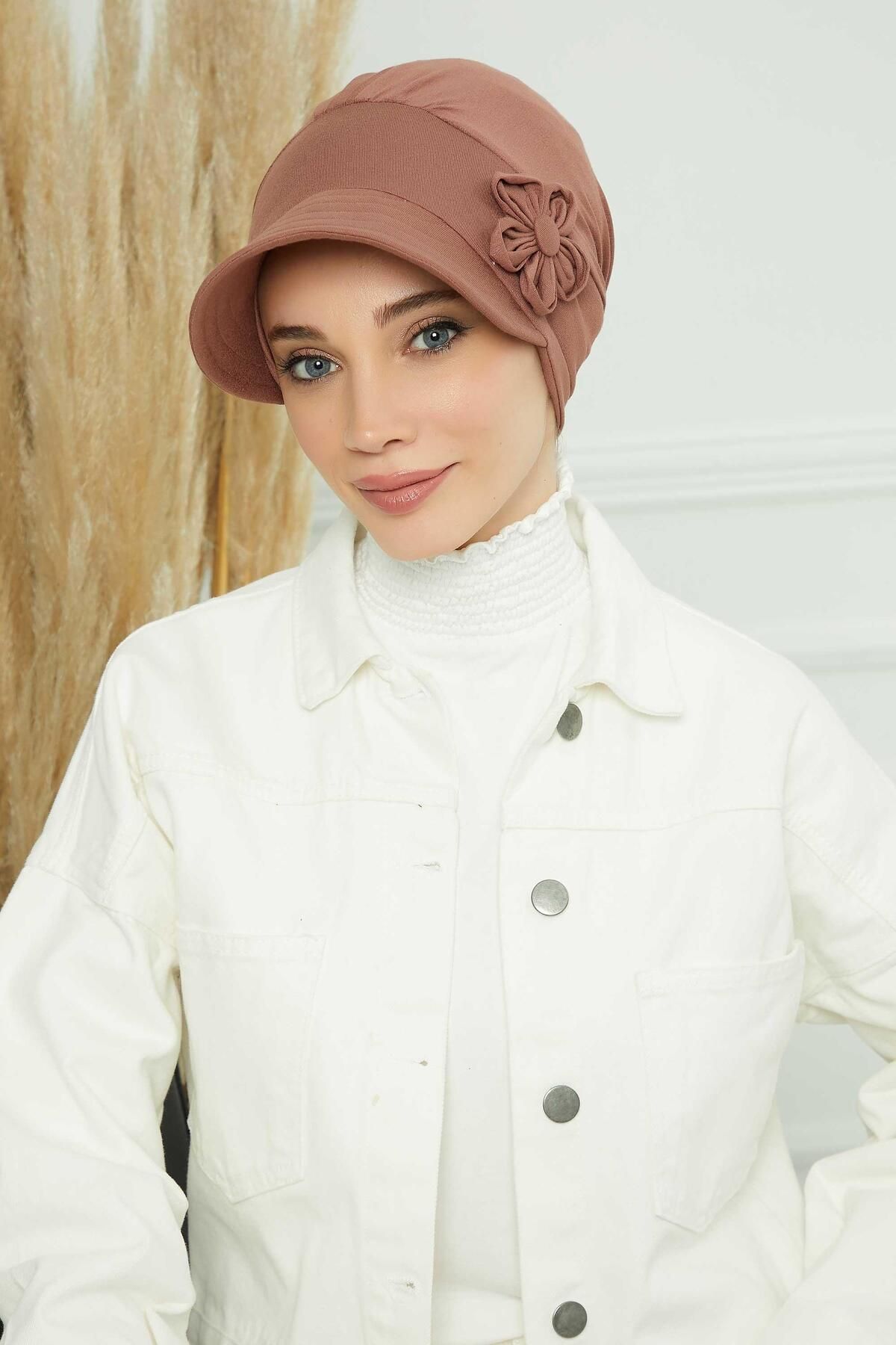 Aisha's Design-Flower Accessory Hat with Visor, B-72 3