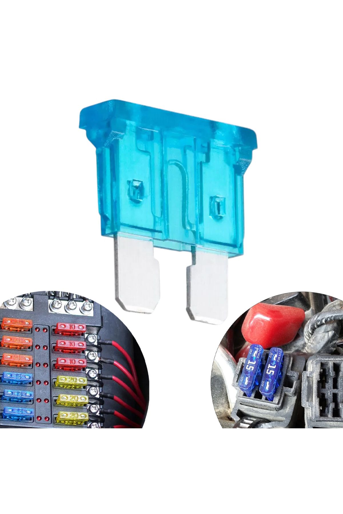 Powermaster 15 AMPER AŞIRI YÜK VE KISA DEVRE KORUMA BIÇAKLI OTO SİGORTASI (100LÜ PAKET)