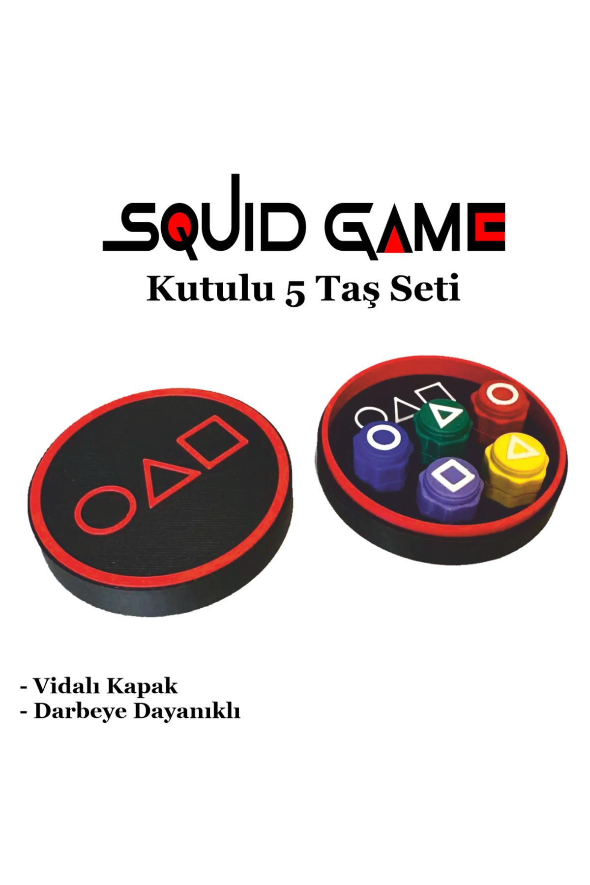 Prtp-Prototip Elektronik & Hobi Squid Game 5 Taş Oyunu Kutulu Vida kapaklı Gonggi Oyuncak Kalamar Oyun