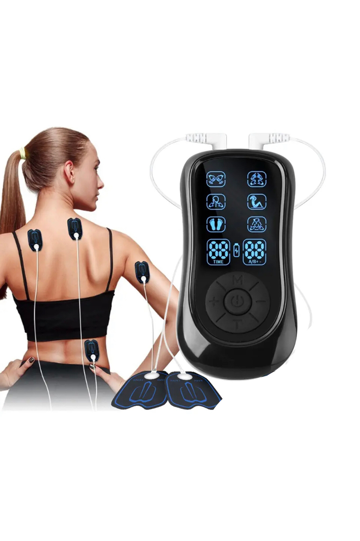 BGA Fizyoterapi EMS tens cihazı 6 modlu 2 pedli profesyonel dijital Led ekran