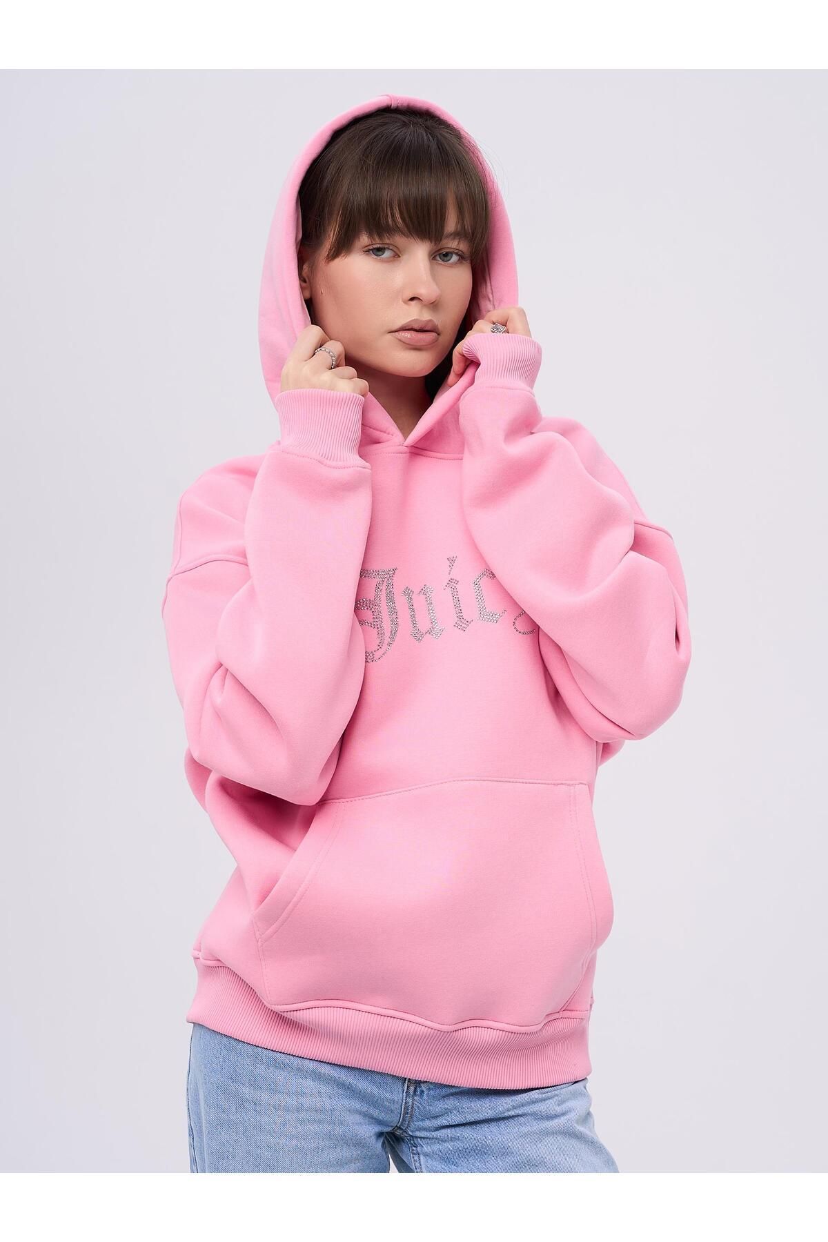 ACTIVE MODA Unisex Juicy Taş Baskılı Sweatshirt Pembe