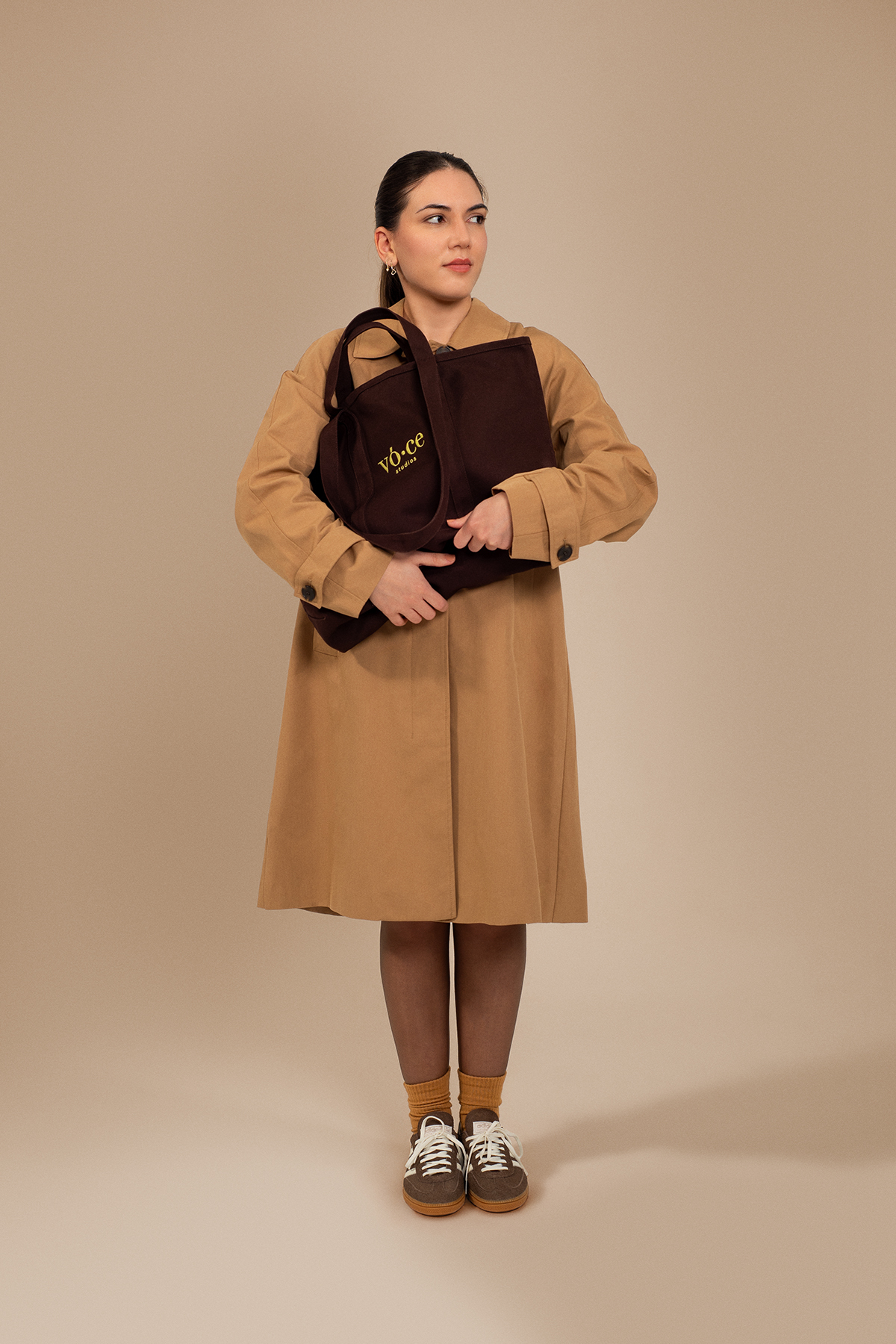 vo ce studios Colorpop Bitter Brown Kanvas Bag görsel 4