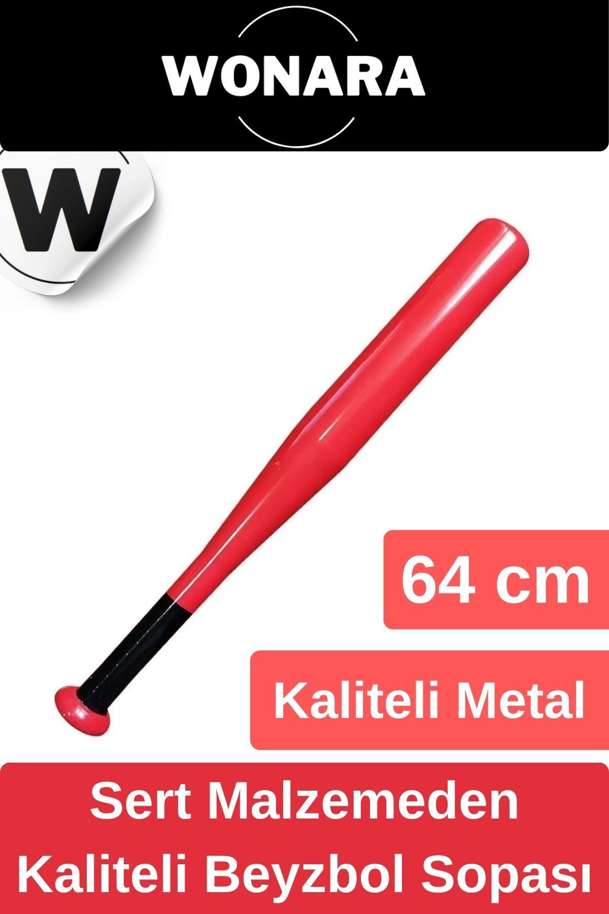 Wonara Premium Özel Üretim Dayanıklı Kırılmaz Metal 64 Cm Mükemmel Kavrayışlı Kaliteli Beyzbol Sopası