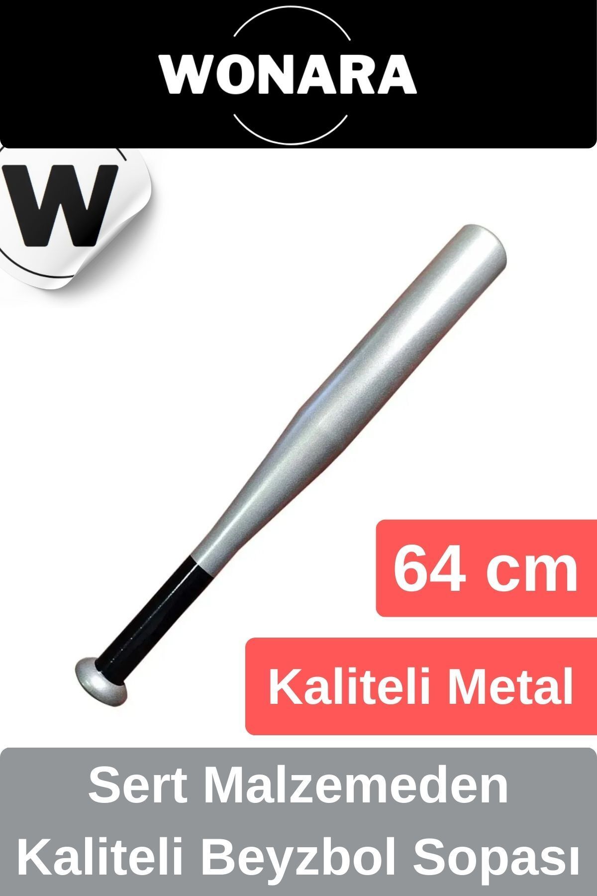 Wonara Premium Özel Üretim Dayanıklı Kırılmaz Metal 64 cm Mükemmel Kavrayışlı Kaliteli Beyzbol Sopası