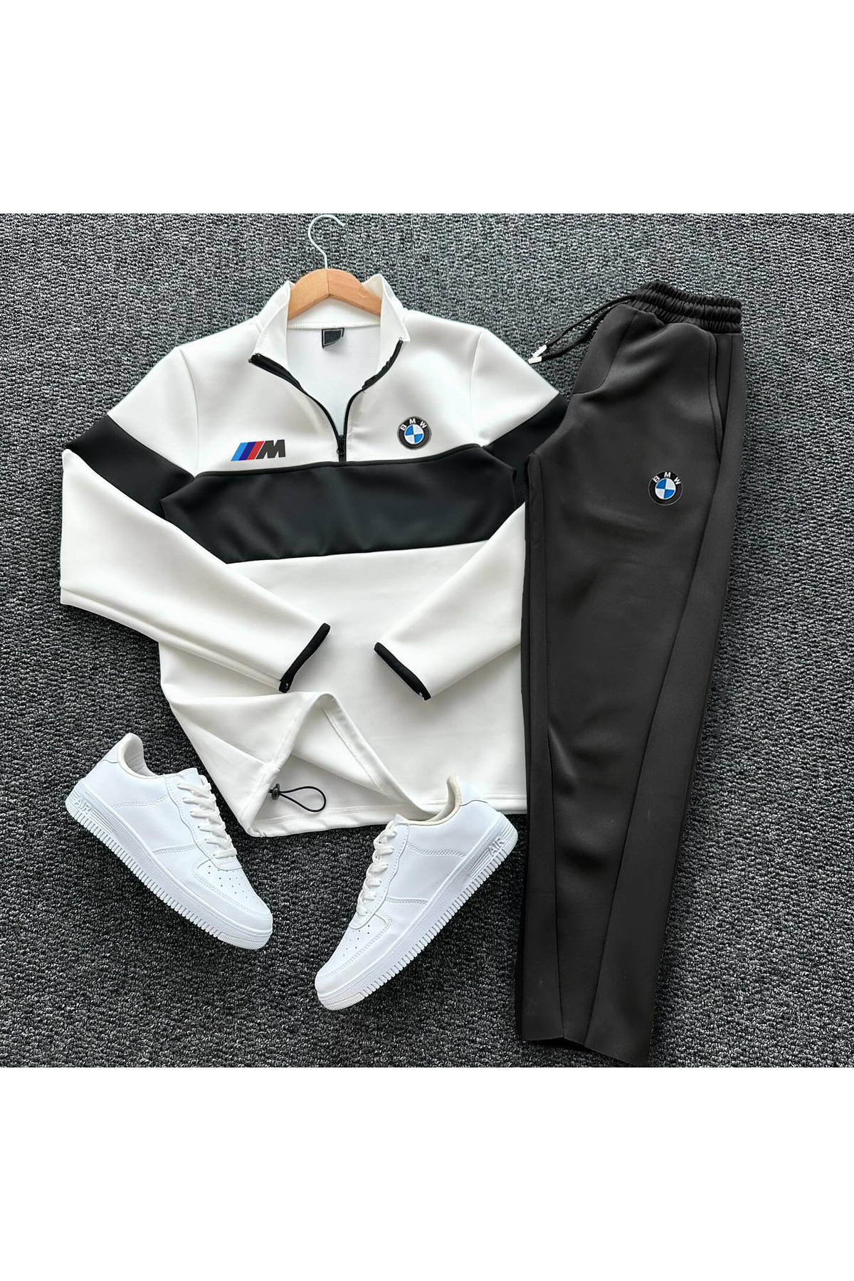 viperkombin Bmw Yarım Fermuarlı Spor Ceket ve Eşofman Altı 2li Set