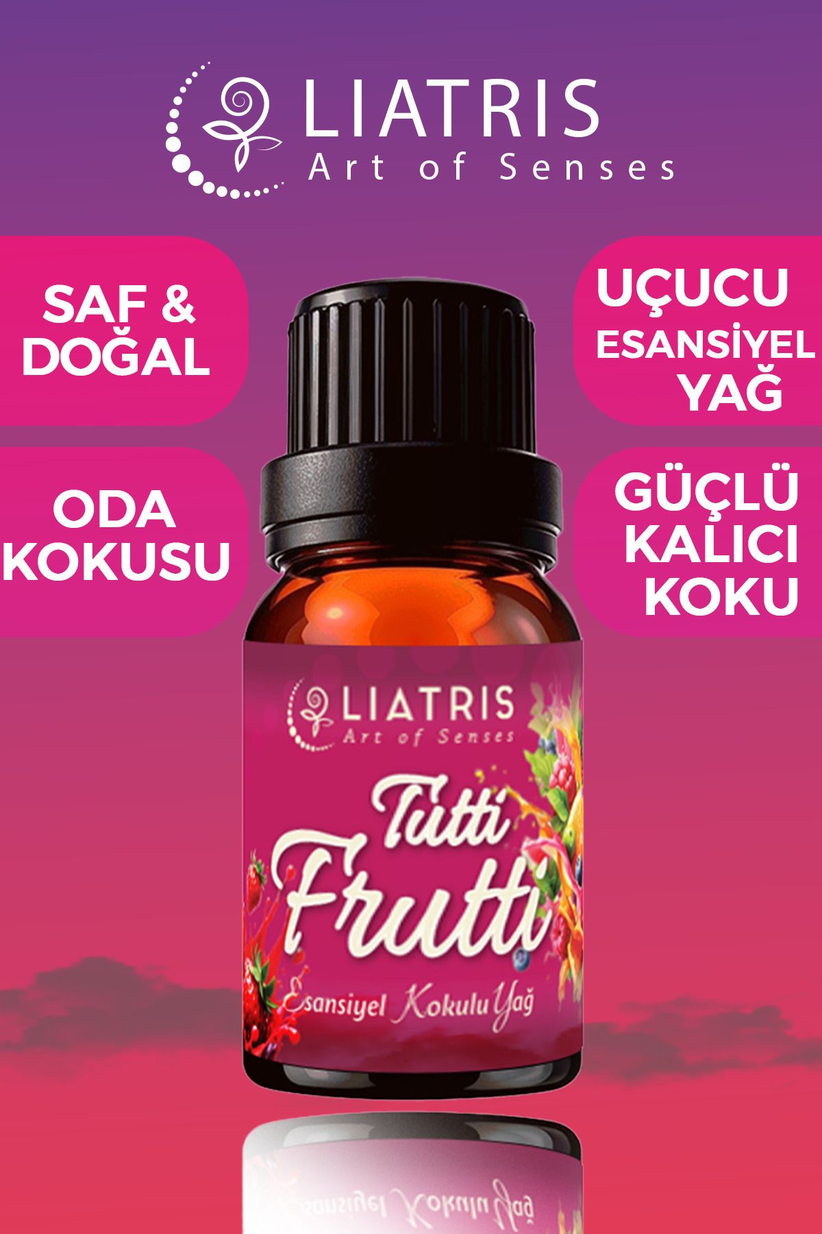 liatris Tuttı fruttı esansiyel uçucu yağ,hava nemlendirici,oda parfümü 10ml %100 Saf & doğal koku