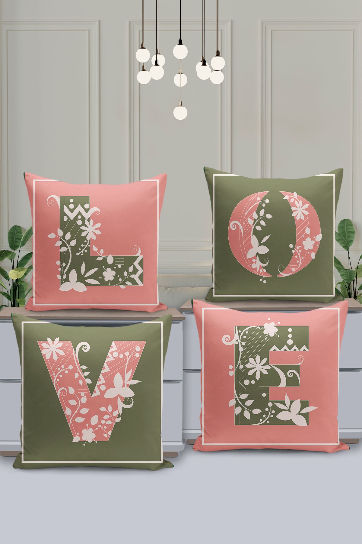 Filamente-Set of 4 Throw Pillow Covers Valentine's Day Special Pattern Double-Sided Digital Printed / Valentine's Day 1