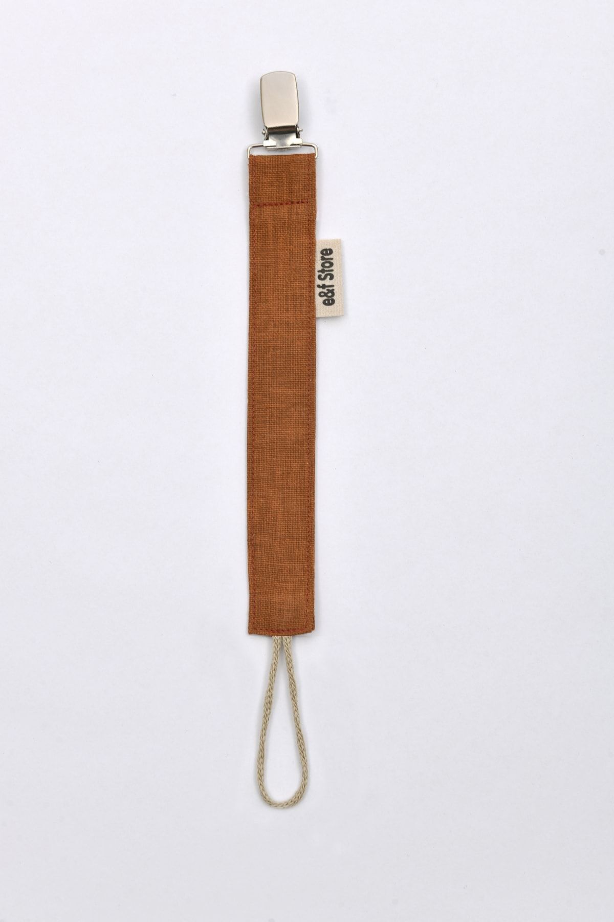 e&f Store Sertifikalı Bebek Emzik Askısı - Bebek Emzik Zinciri - Kiremit fotoğrafı 3 (önizleme)