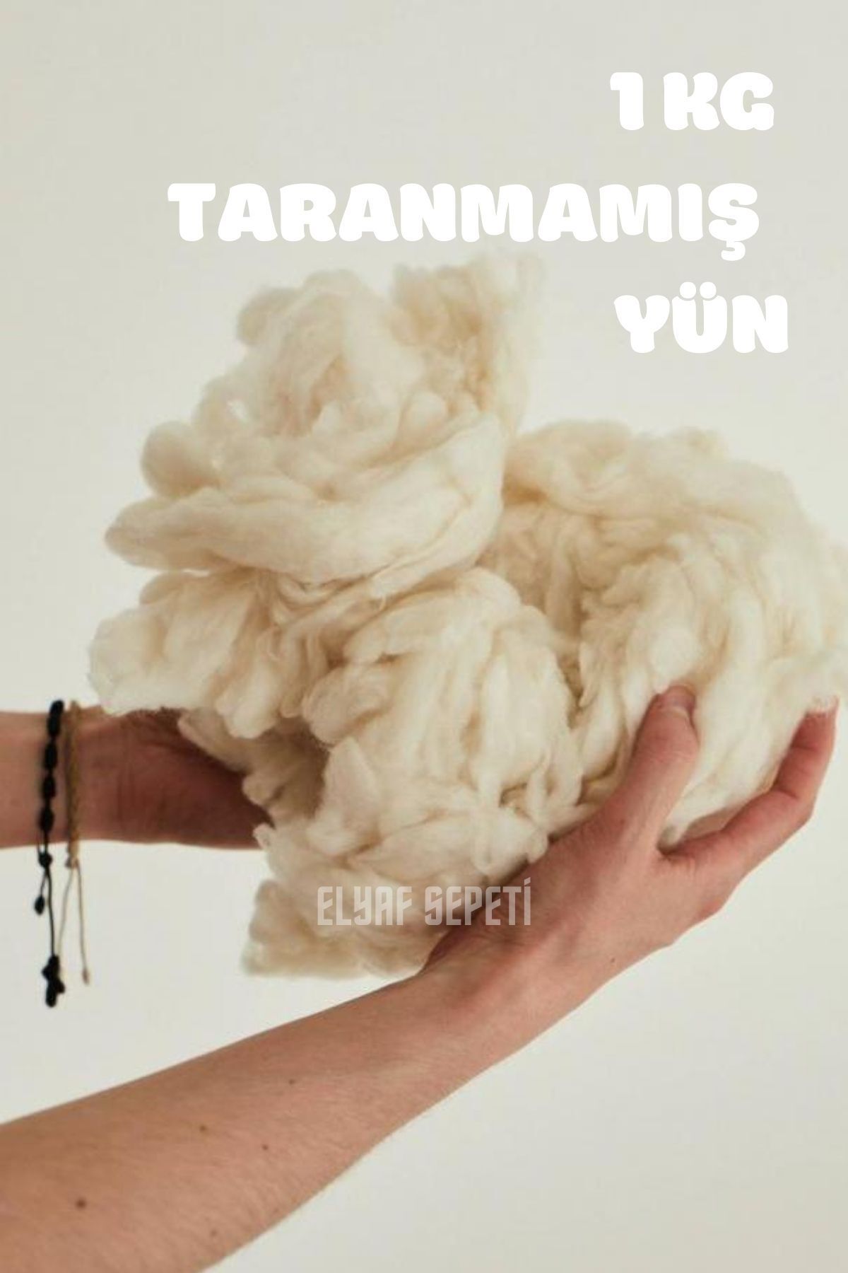 Elyaf Sepeti 1 KG 100% l Yıkanmış Taranmamış Saf Merinos Kuzu Yünü