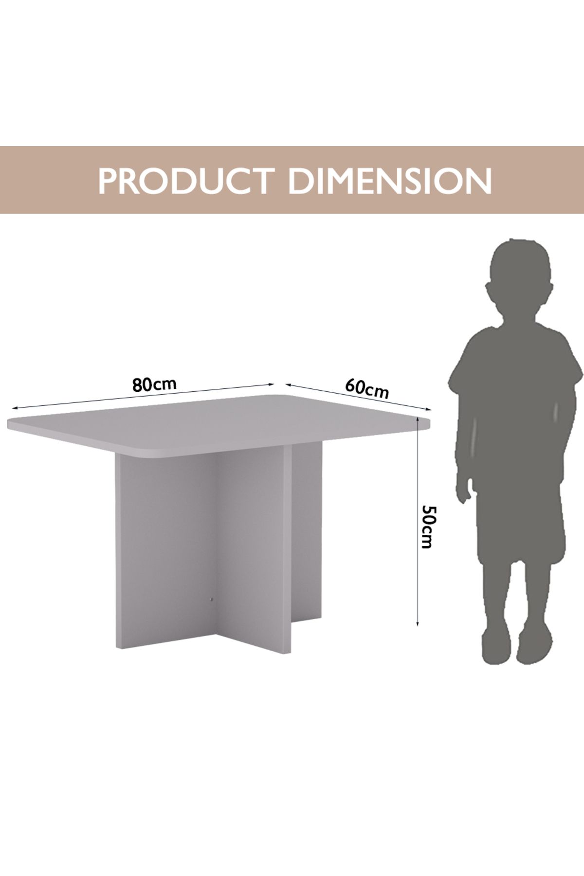 Mahmayi-CH01 Ergonomic Child Desk 80x50 Low height With Round Edges Light Grey Single Table 80x50cms) 2