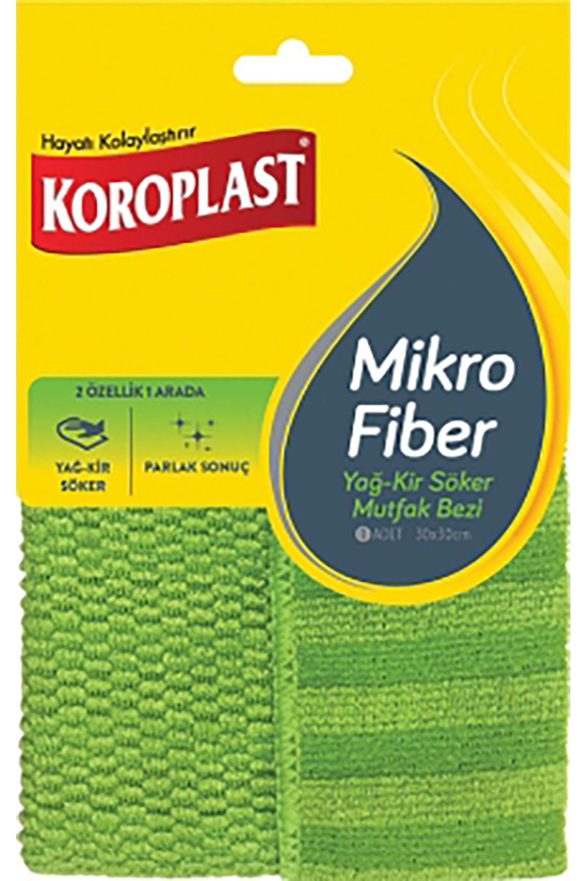 Kamdu Koroplast 2'li Paket 30x30cm Mikrofiber Yağ Kir Sökücü Mutfak Bezi