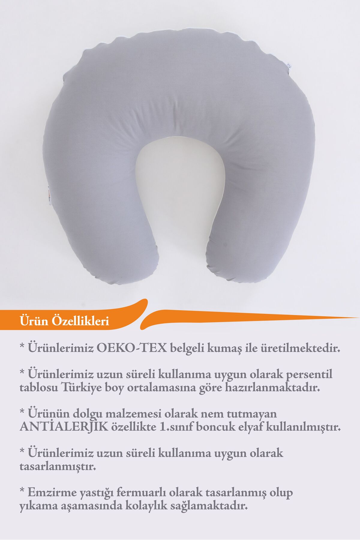 Umaybebek Emzirme Yastığı, Emzirme Önlüğü Set - Pamuklu Kumaş - Gri Krem fotoğrafı 4 (önizleme)