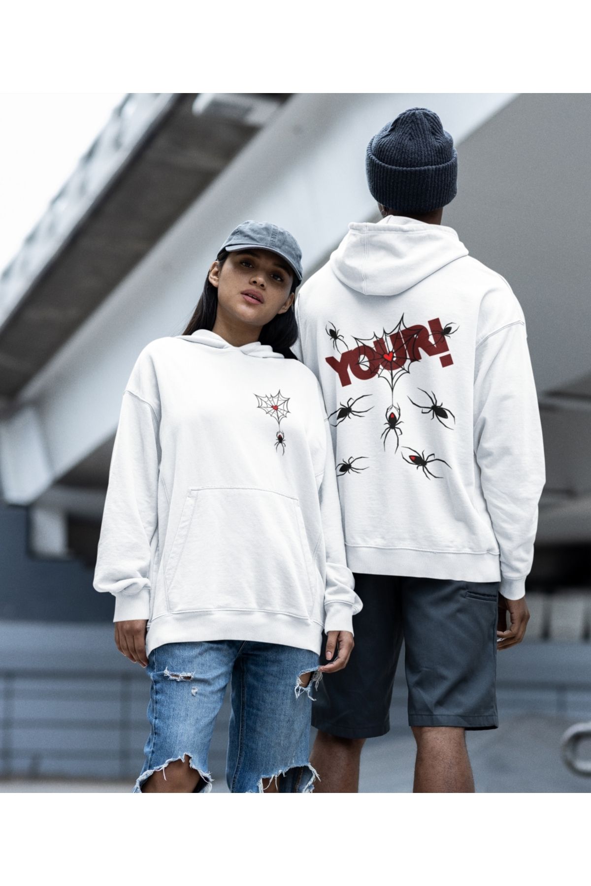 Terziligiyin Your kalpli örümcek ağı sevgili sweatshirt kombini ikili set