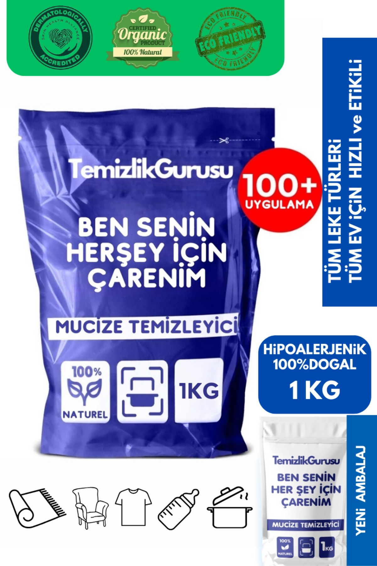 Temizlik Gurusu Çamaşır Ve Yüzey Için Çok Amaçlı Oksijenli Toz Leke Çıkarıcı Ve Beyazlatıcı 1 Kg