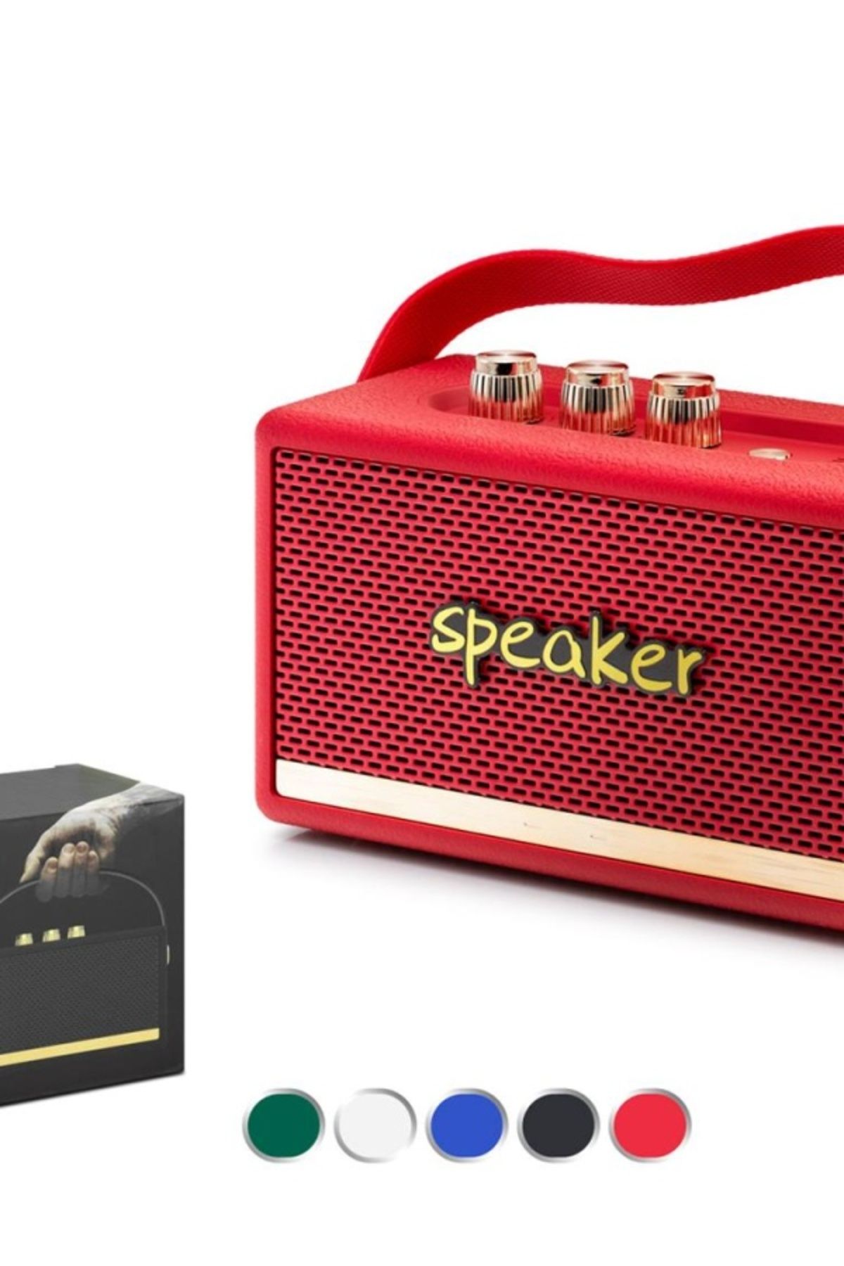 HADRON Kılburn3 Kırmızı Bluetooth Nostalji Speaker168-103-72mm