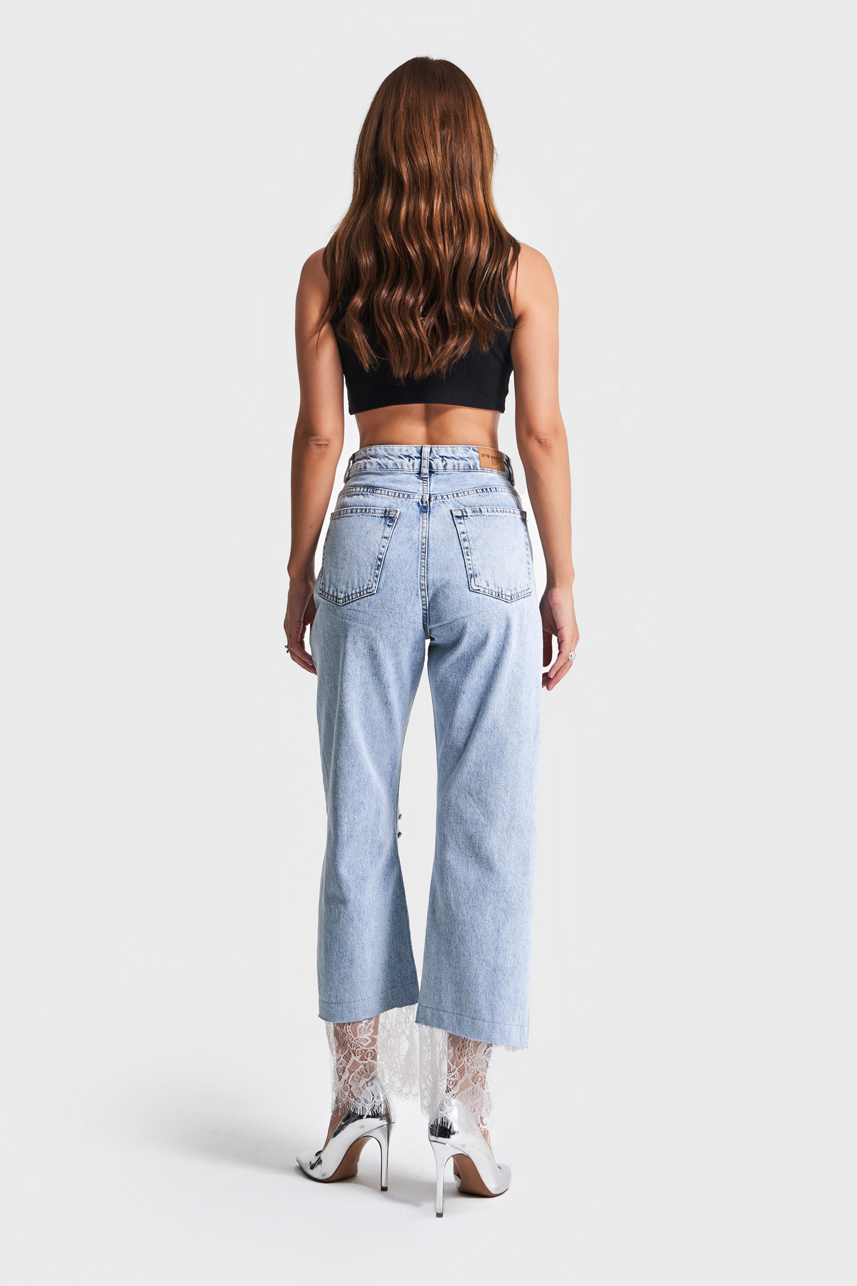 its basic-D11S5-3 Model Dantela ruptă - Blugi din denim 100% bumbac 5