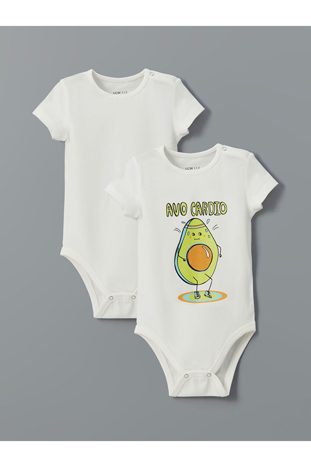 LC Waikiki Yeni Sezon Bisiklet Yaka Baskili Erkek Bebek Citcitli Bodysuit 2'li - S5L827Z1