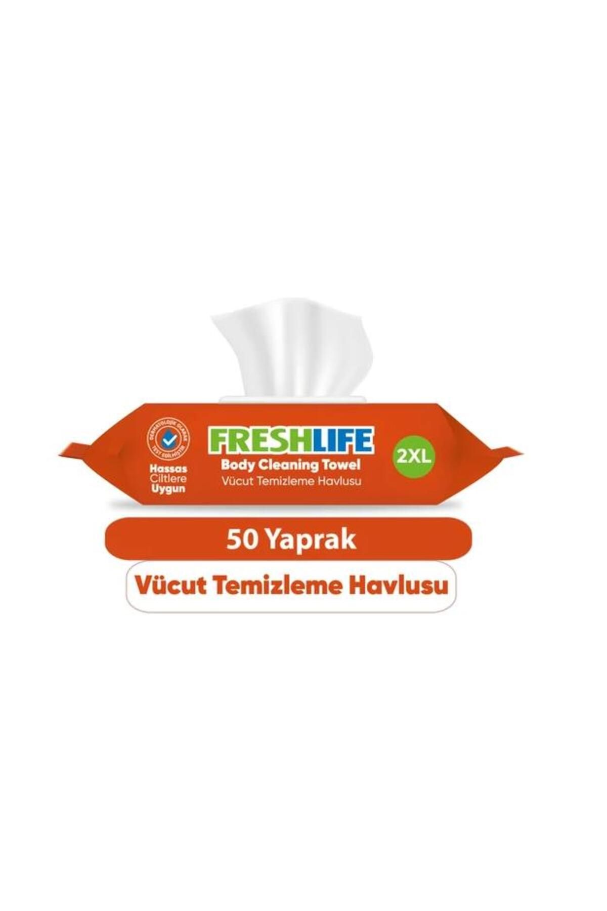 Freshlife Beyaz Sabunlu Vücut Temizleme Havlusu 2XL 50'li