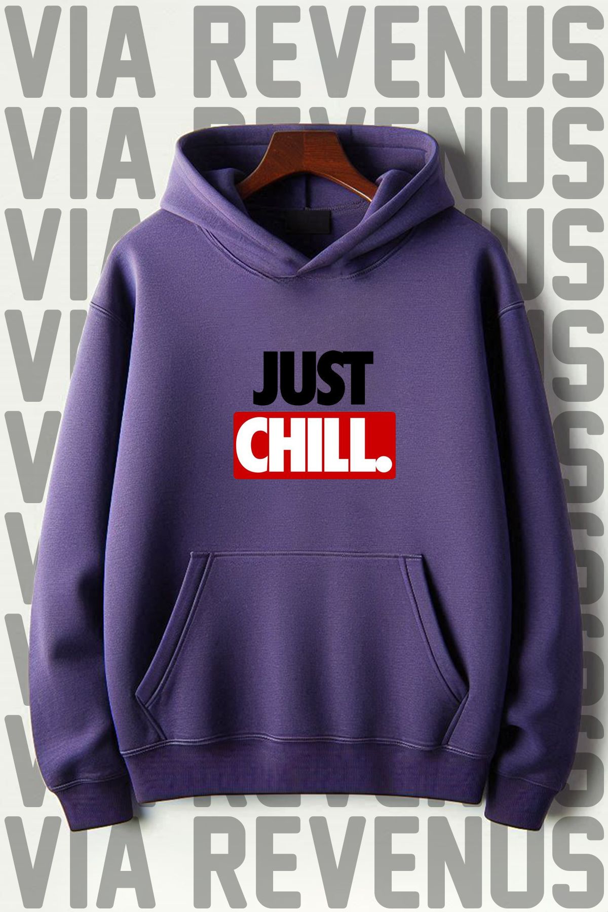 Vordevia Just Chill Baskılı Kapüşonlu Sweatshirt