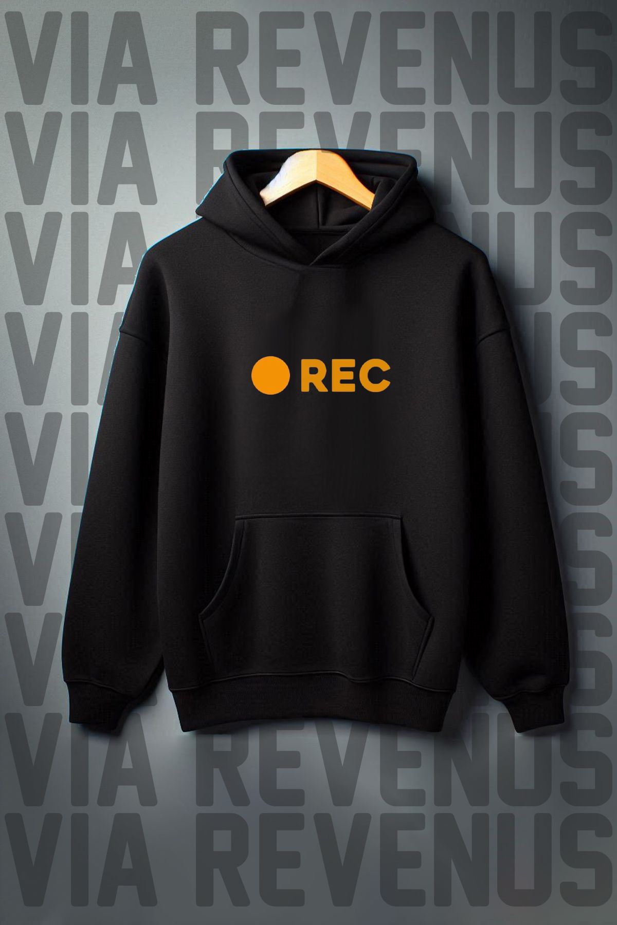 Vordevia Rec / Kayıt Baskılı Kapüşonlu Sweatshirt