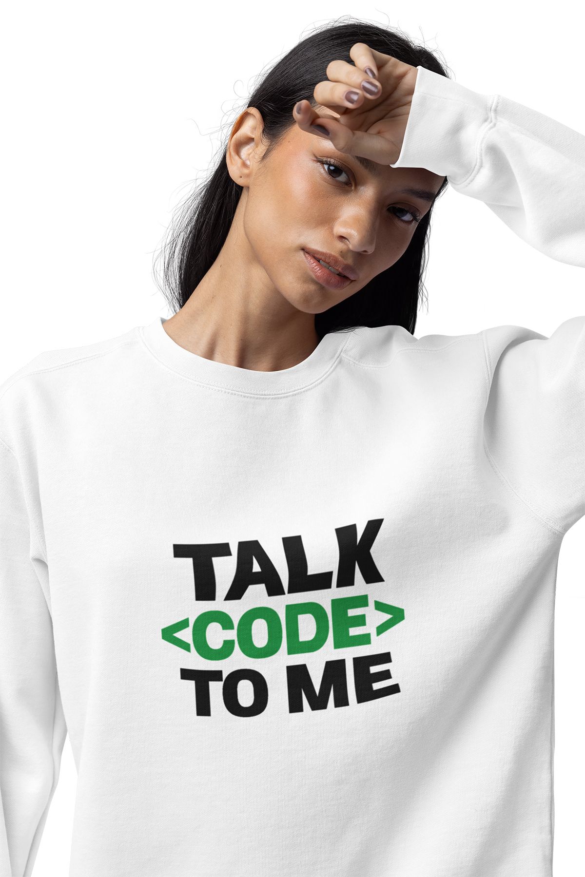 qoeuyl boutique Talk Code To Me Baskılı Yazılımcı Mühendis Hediyelik Eğlenceli Unisex Bisiklet Yaka Sweatshirt