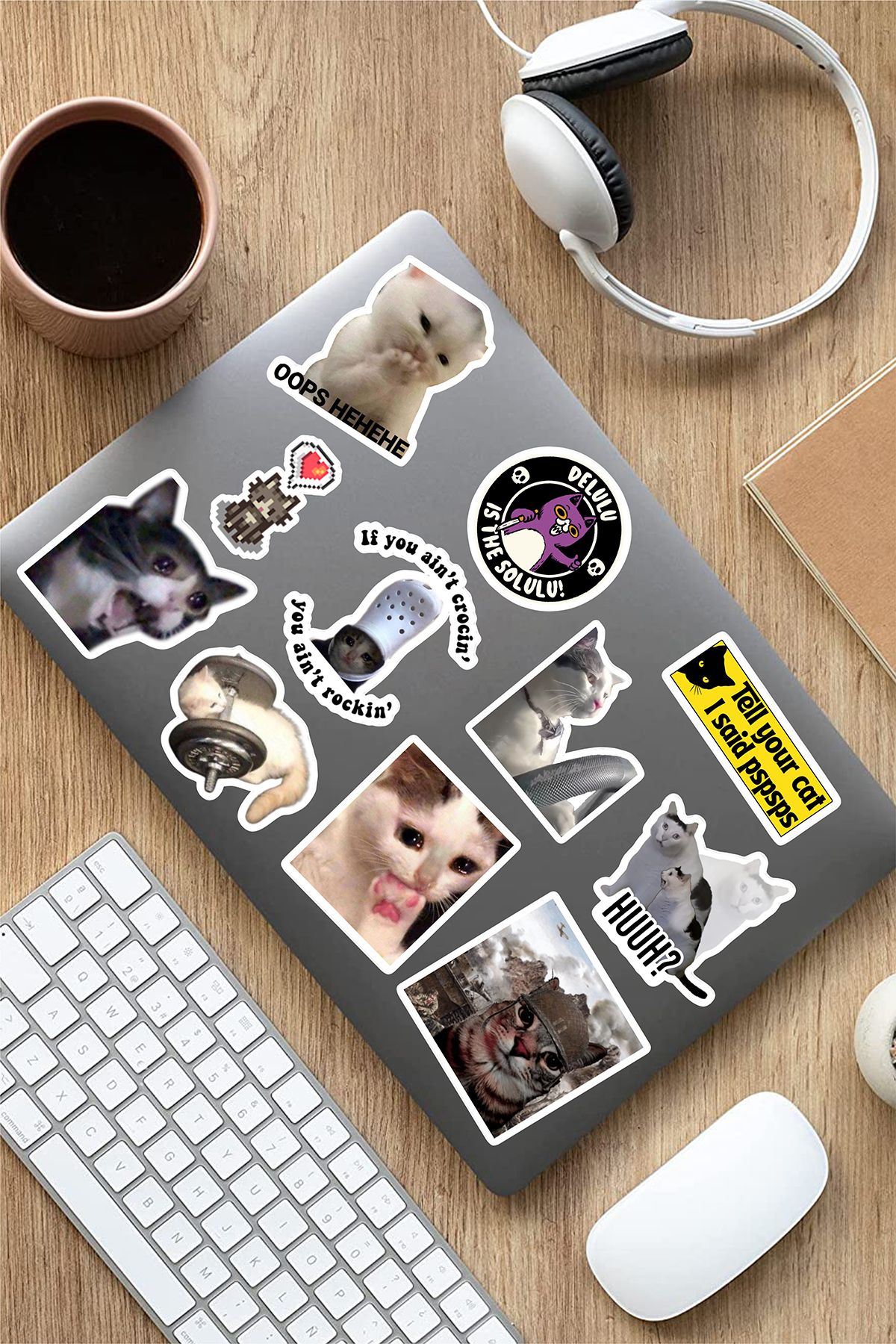 AR Sticker Cats Temalı Laptop Notebook Tablet Sticker Set 9