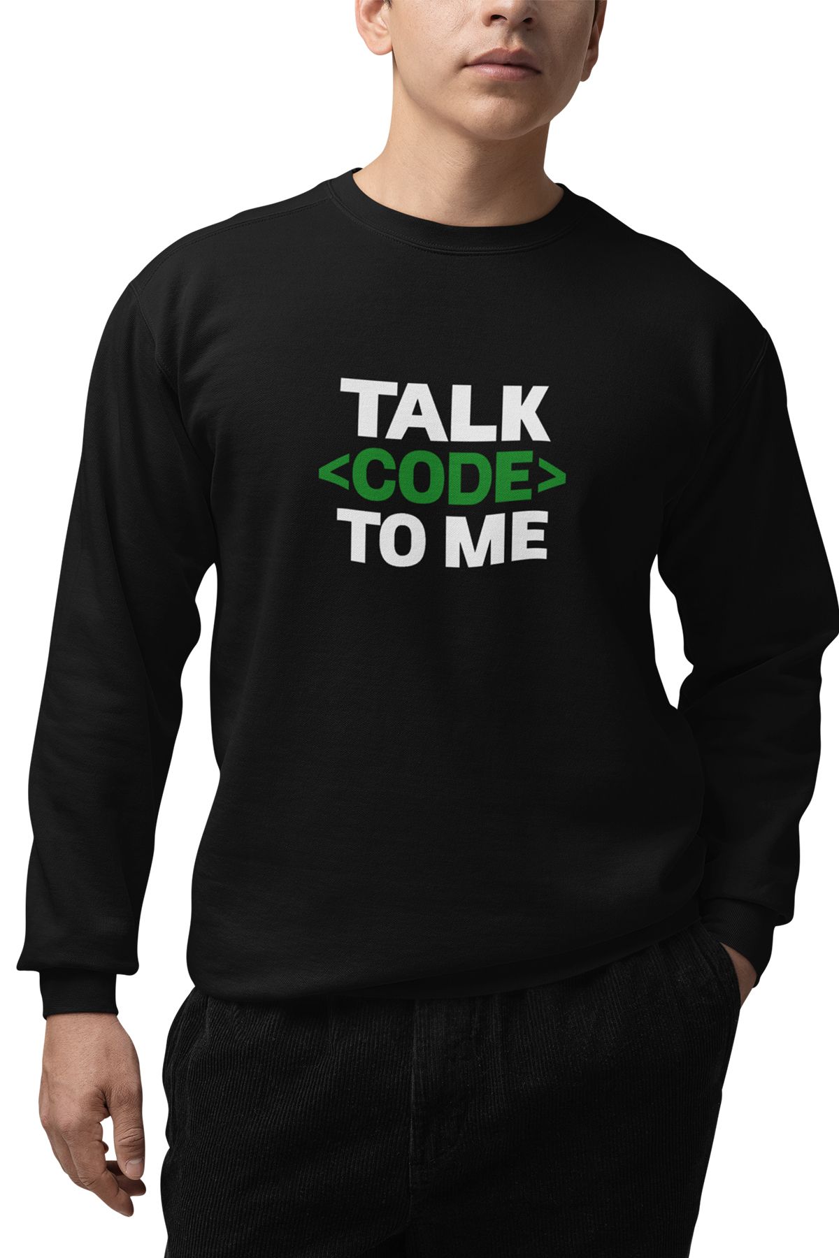 qoeuyl boutique Talk Code To Me Baskılı Yazılımcı Mühendis Hediyelik Eğlenceli Unisex Bisiklet Yaka Sweatshirt