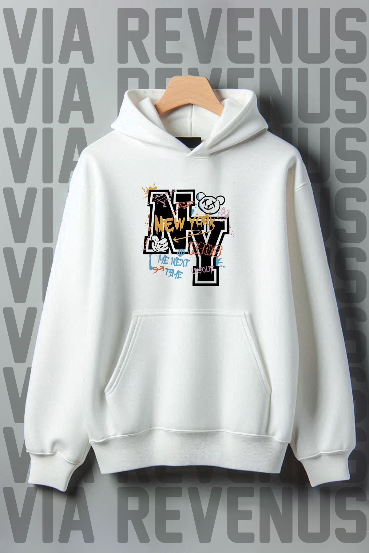 Vordevia NY Baskılı Kapüşonlu Sweatshirt