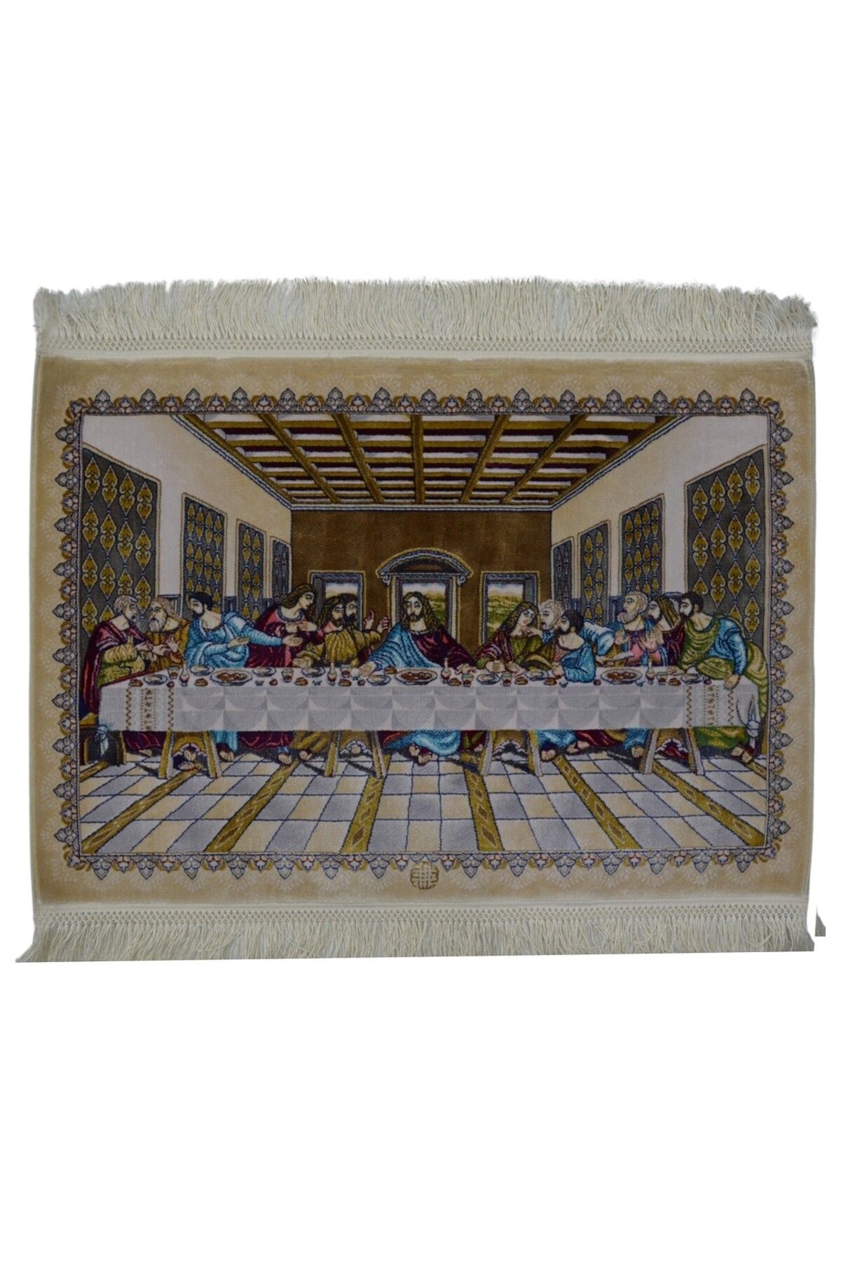 Halıköy Bambu İplikten Dokuma İran Duvar Halısı - Da Vinci Last Supper Tablosu (45x65 cm)