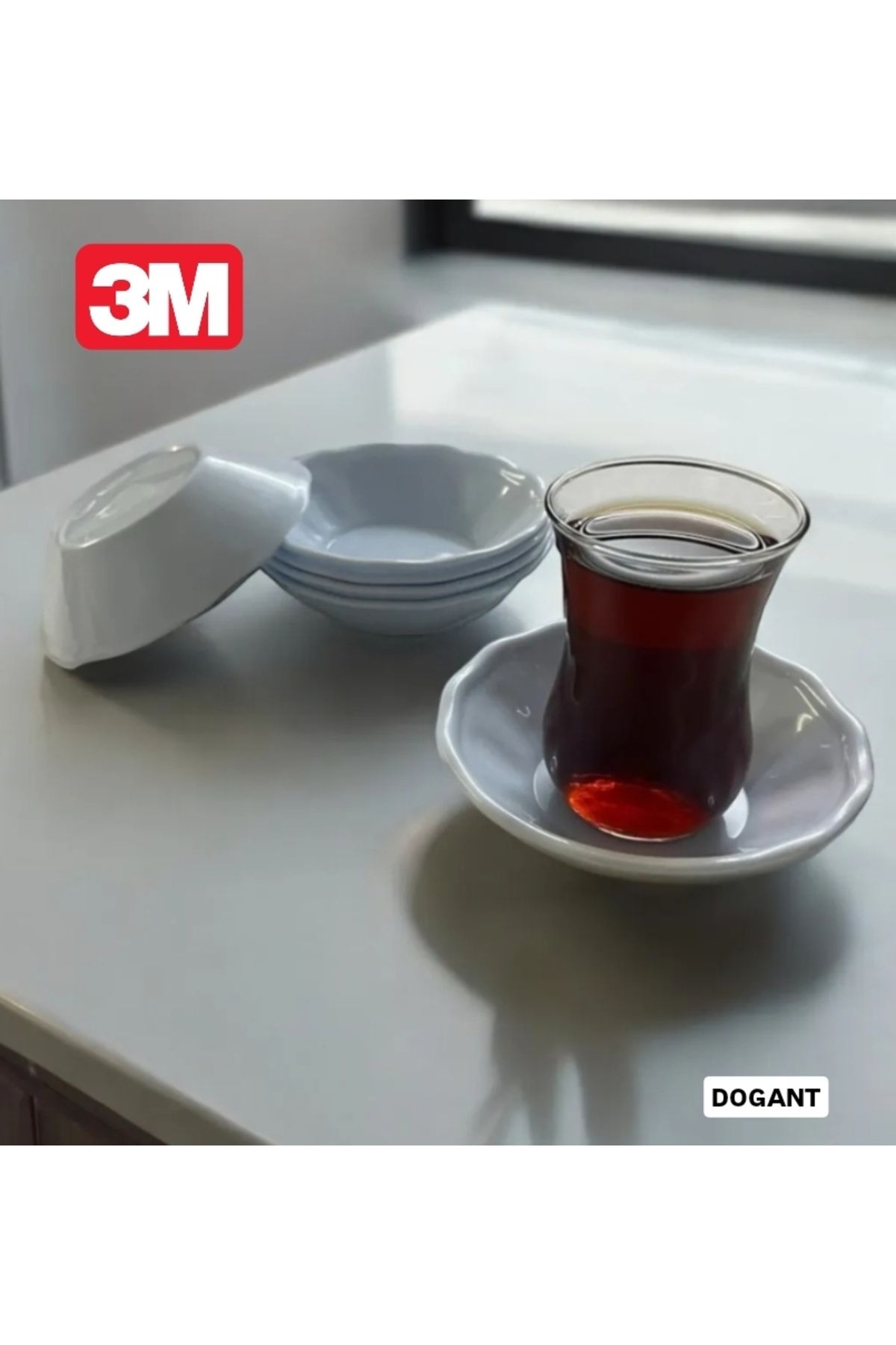 Dogant 3m  Beyaz Kıraathane Kahvehane Çay Tabağı 12 Adet