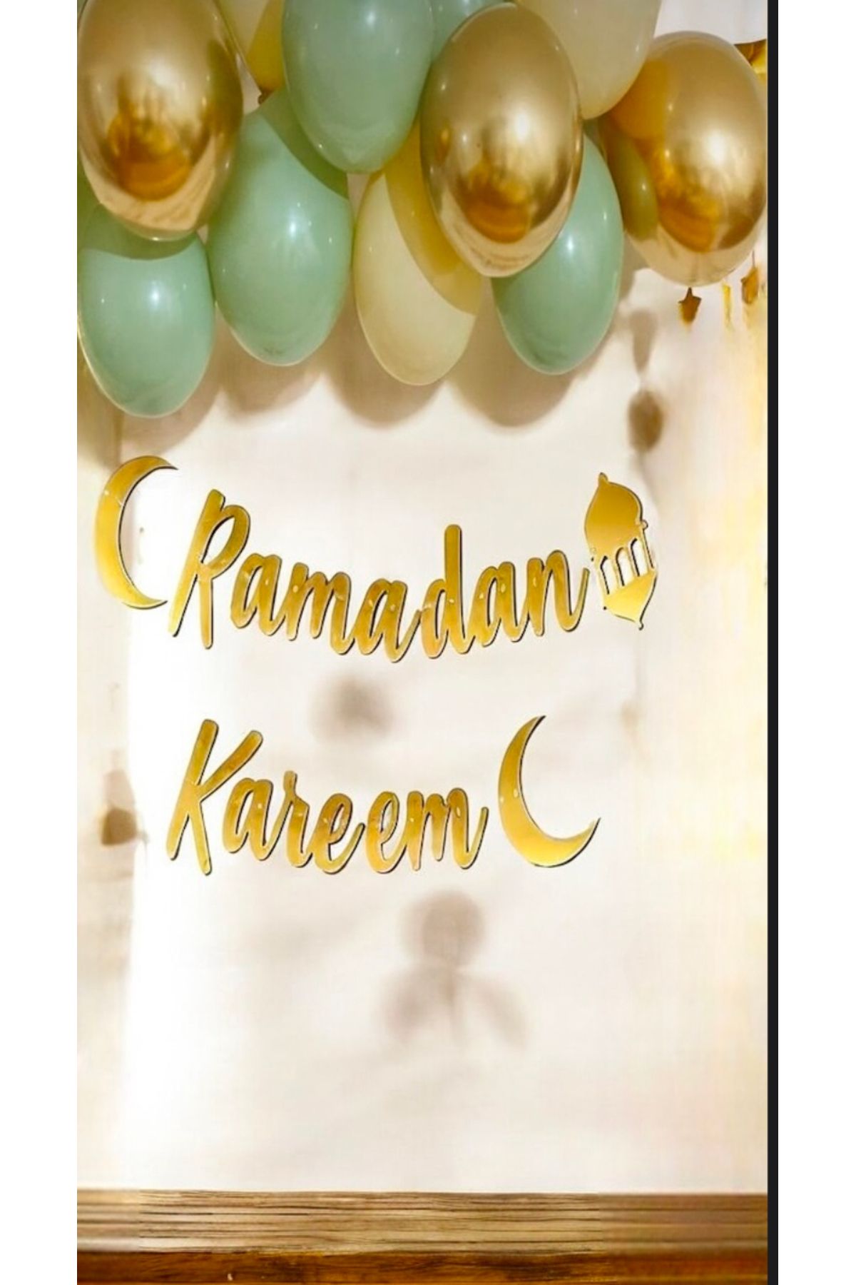 Deniz Party Store Ramadan Kareem Gold Kaligrafi Yazı Ledli Zincir Balon Ramazan Bayramı Oda Süsleme Seti