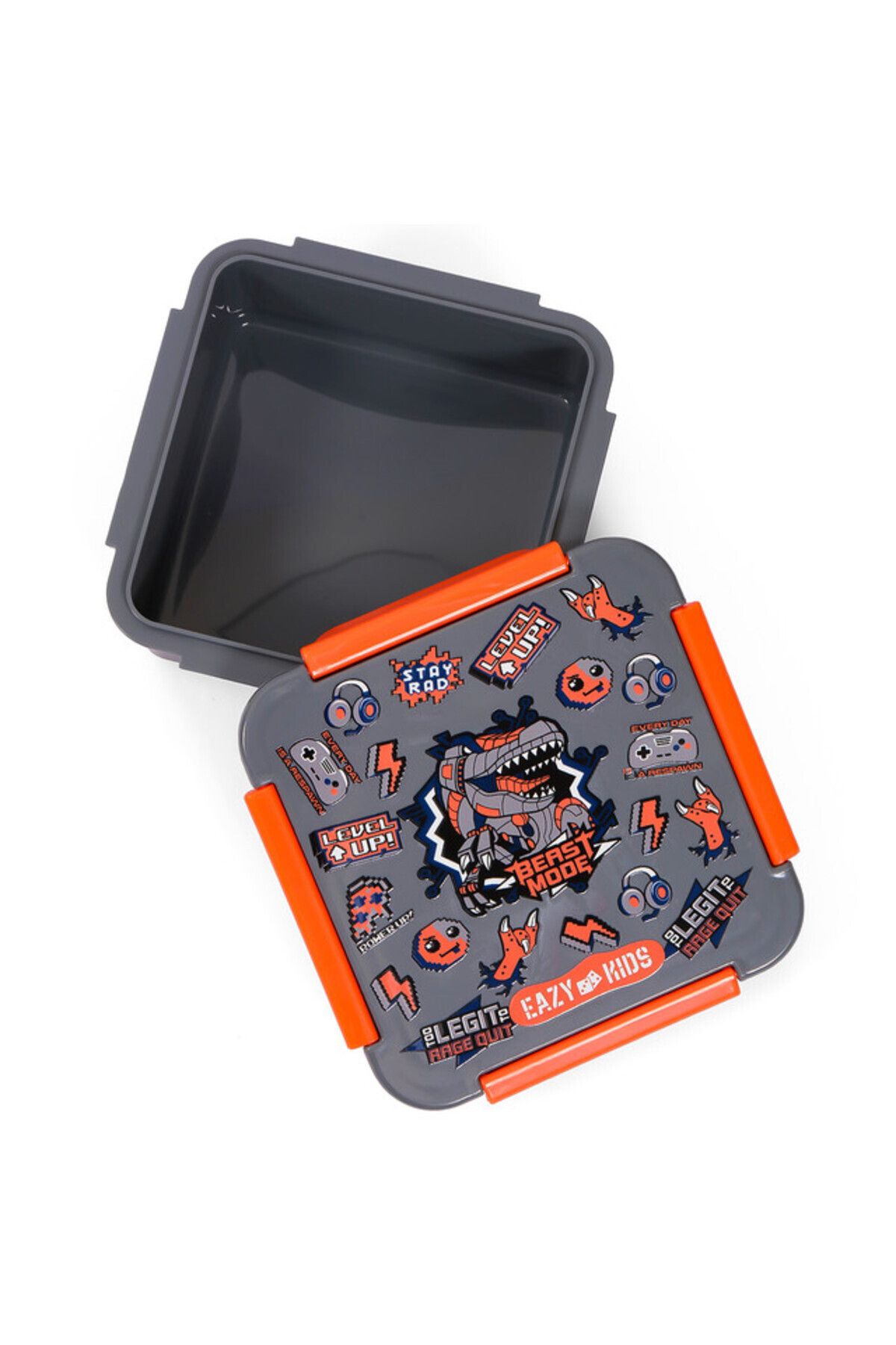 Eazy Kids-Lunch Box, Dinosaur - Grey, 650ml 5