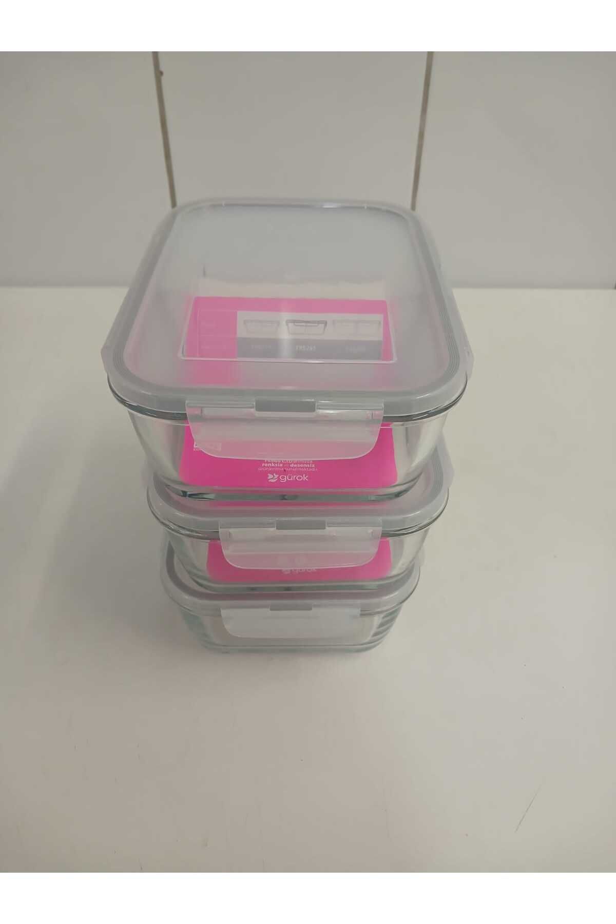 LAV-Feyzade Fresco Two Section Ziplock Glass Storage Container Set of 3 1120Cc Rectangular (Frs-297) 2