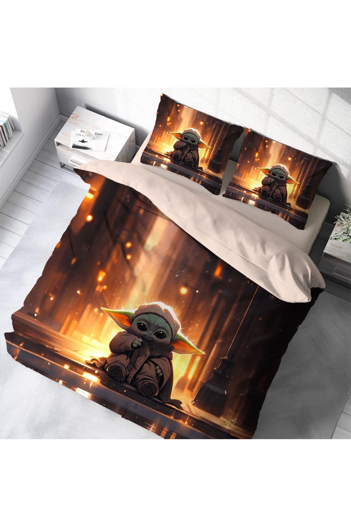 Home Nevresimhome Çift Kişilik Yoda 3D Dijital Baskıli Nevresim Takımı