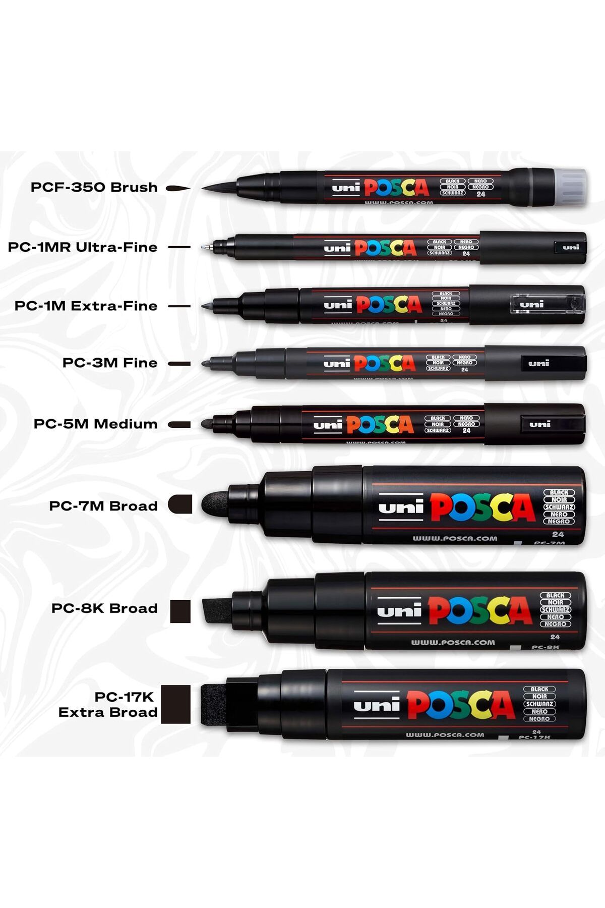 Uni-Posca Giant Set of 60 with Stand Gift (49 Different Colors) Pc-5M (1.8-2.5mm) Poska Pc5M Pc - 5m 7