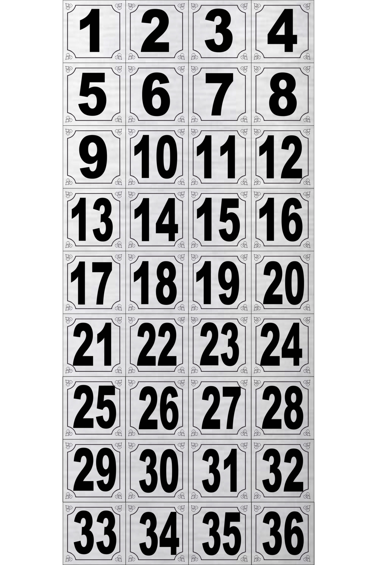 METAL CABINET NUMBER TABLE NUMBER APARTMENT DOOR NUMBER SHEET METAL 1 TO 36