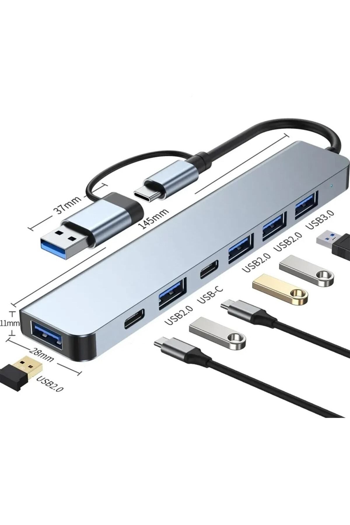 Kensa 7 In 1 Usb/type-c To Usb A+usb C-usb 2.0/3.0 Çevirici Adaptör Çok Portlu Çoklayıcı Usb Hub