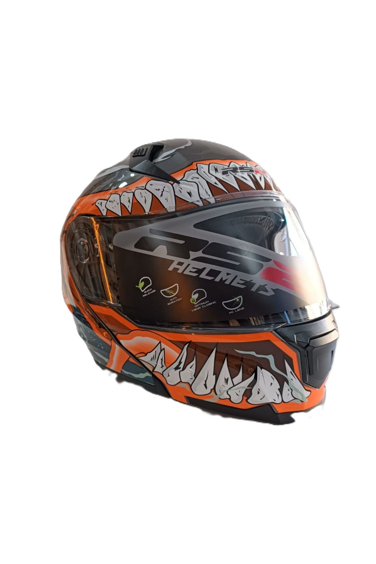 RS2 KASK ÇENE AÇILIR VİZÖRLÜ İSKELET RS2 ECE 2206 BELGELİ L BEDEN