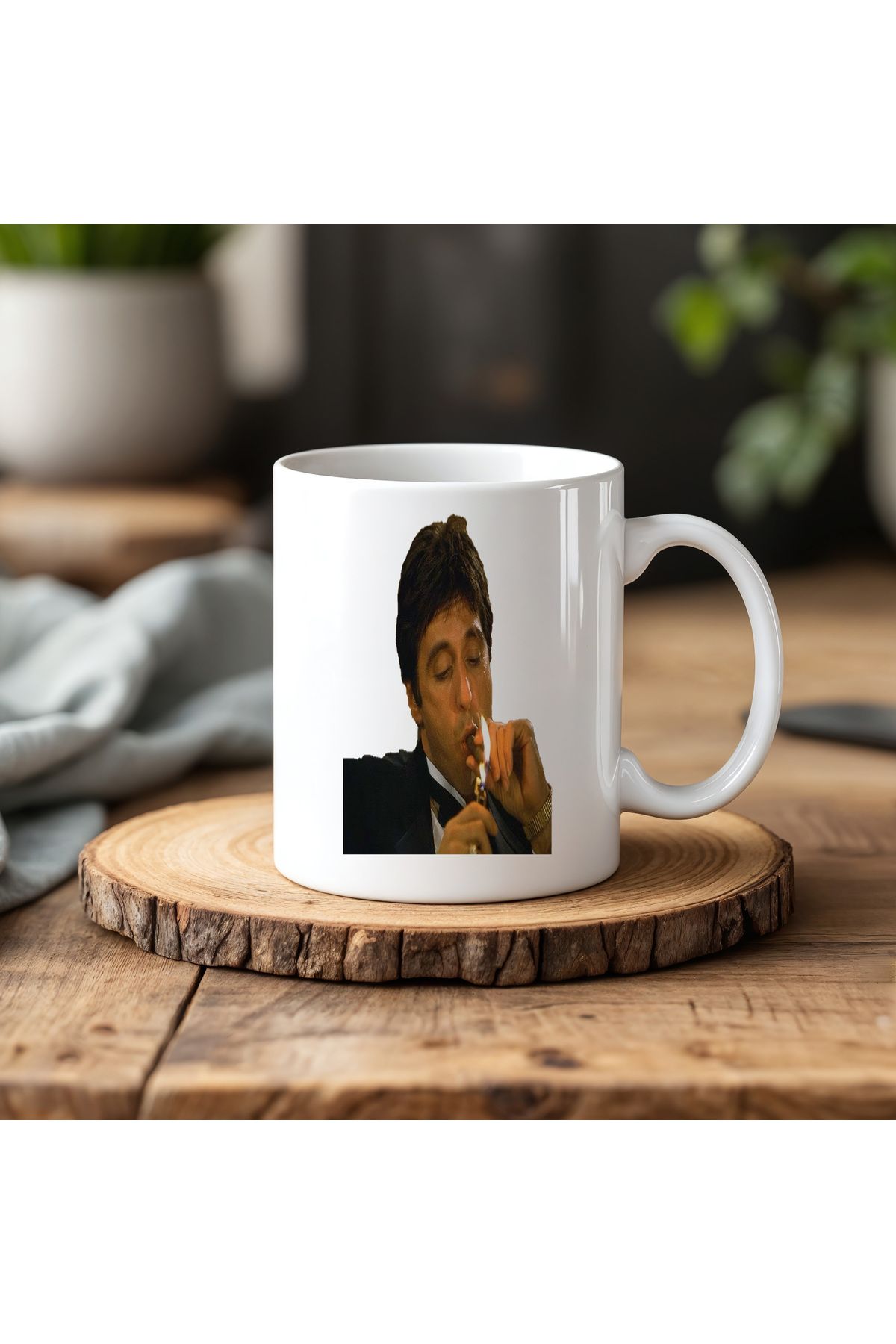 BB TRADE AlPacino Tasarımlı Beyaz Seramik Baskılı Kupa Bardak 330ml