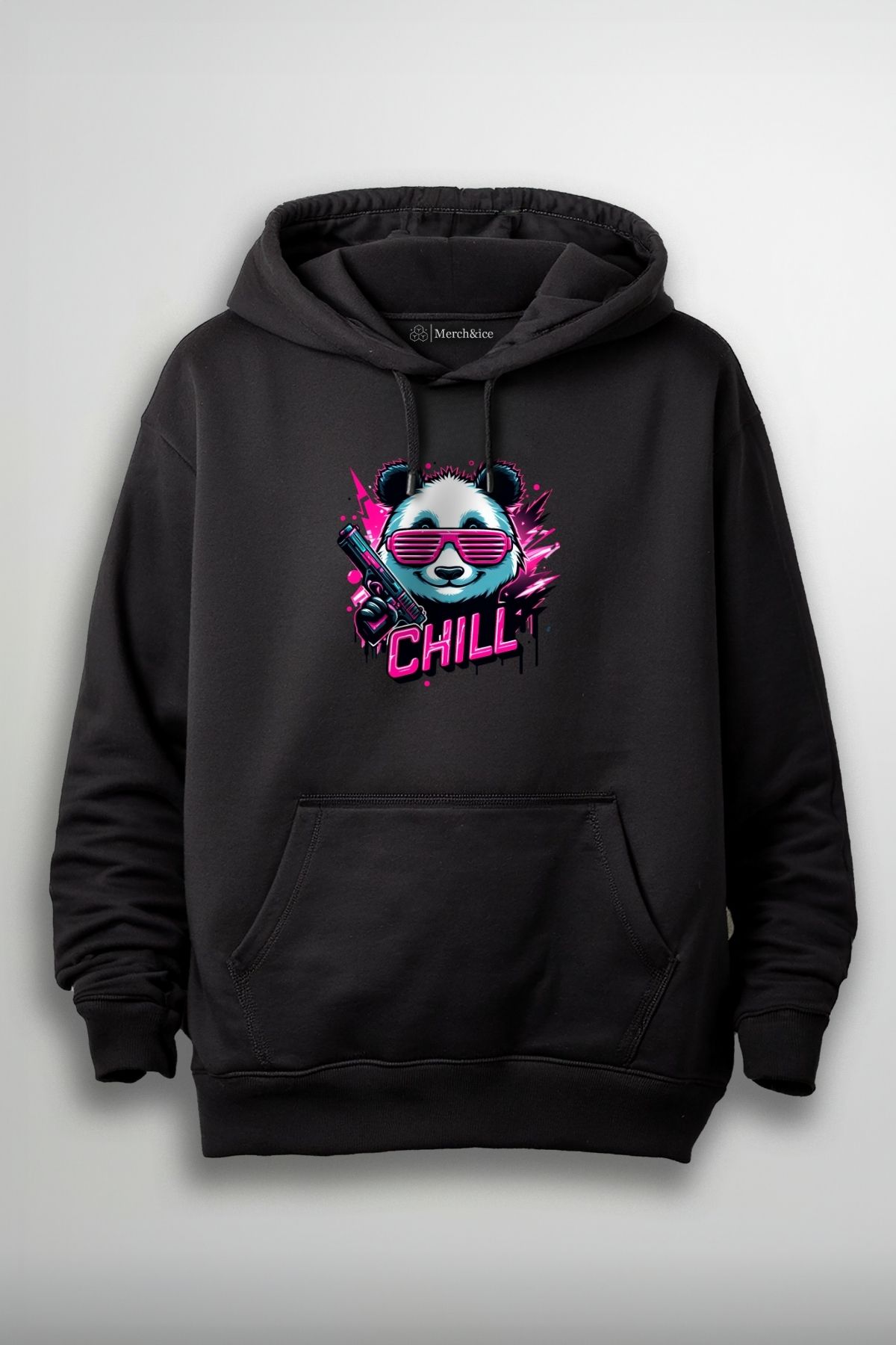 Merch&ice Chill Panda With Gun Baskılı Unisex Sweatshirt